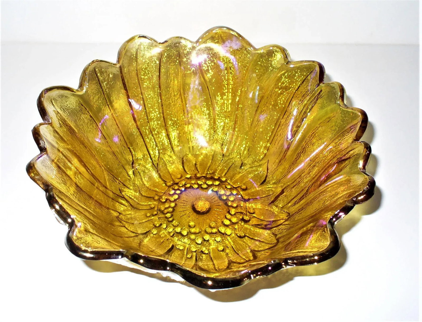 Vintage Indiana Glass Carnival Floral Glass Bowl - 5