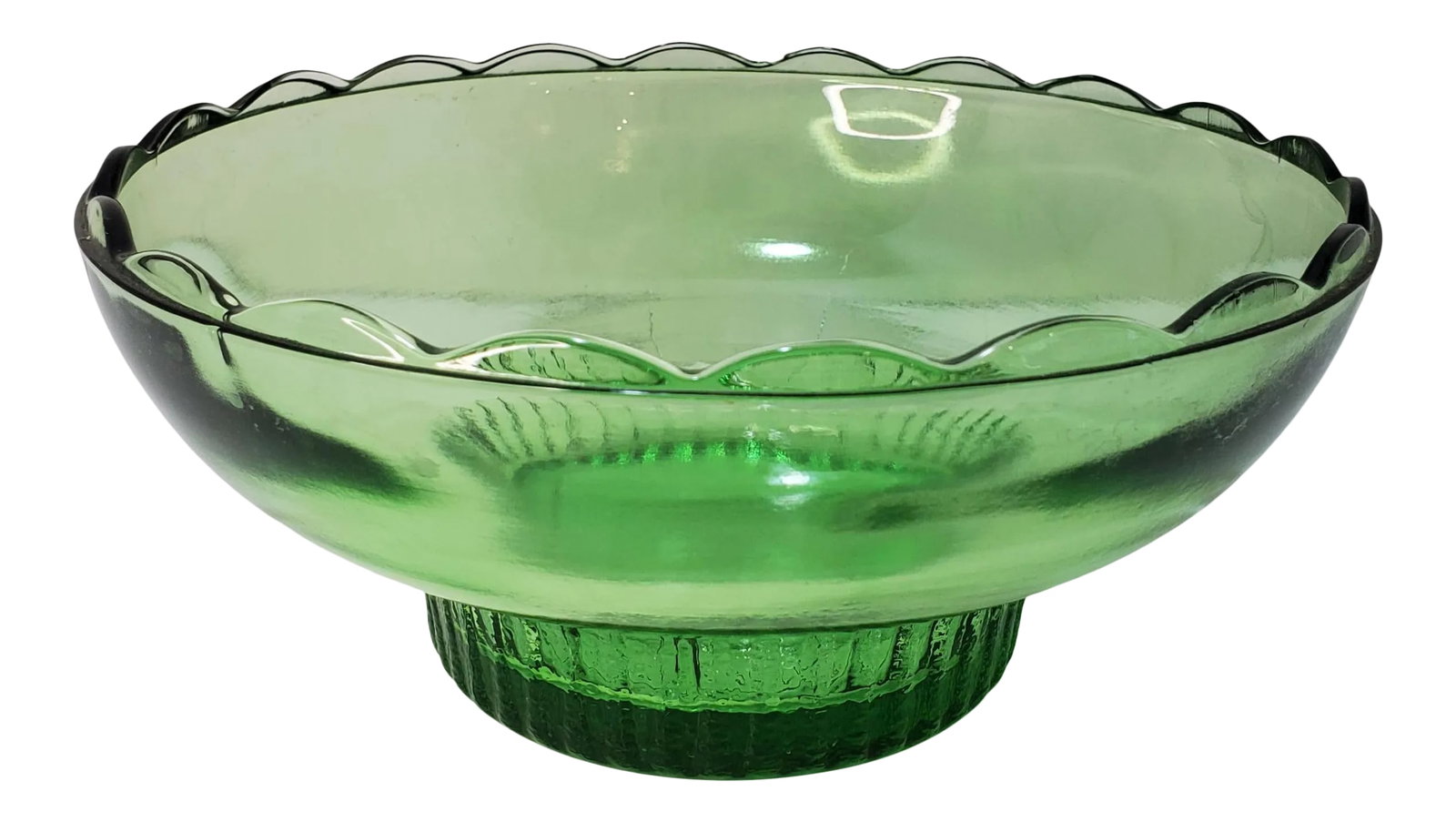 Vintage Brody Scallop Edge Green Glass Bulb Bowl: Pattern: Scallop Edge Color: Green Manufacturer: Brody Date Produced: 1960-1970 Shape: Bulb Bowl Condition: Alterations: Original Condition Unaltered Imperfections: Some Imperfections Condition