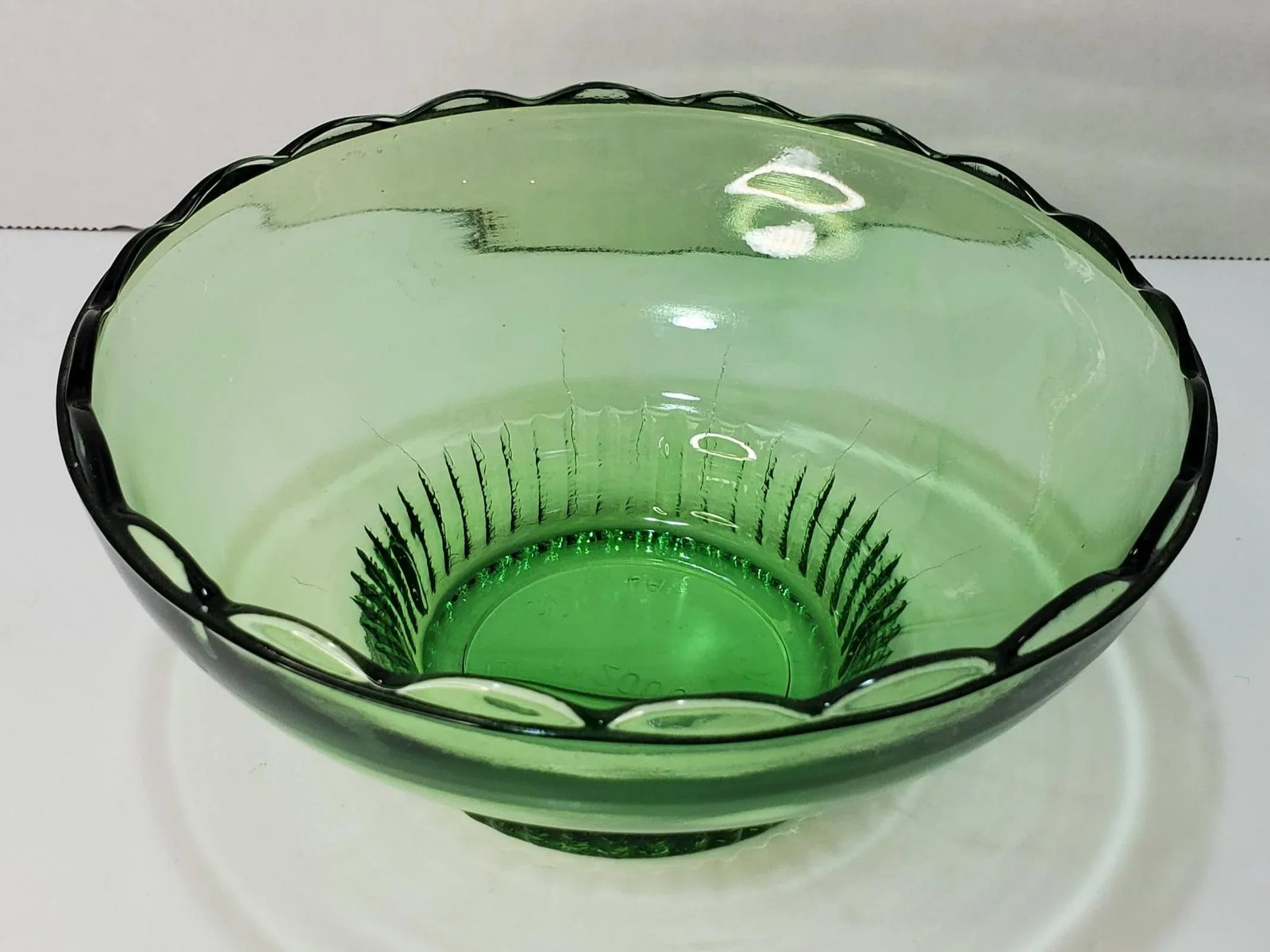 Vintage Brody Scallop Edge Green Glass Bulb Bowl - 2