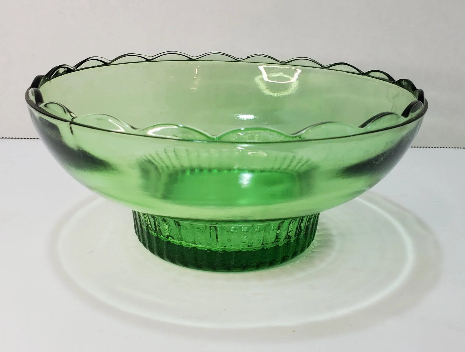 Vintage Brody Scallop Edge Green Glass Bulb Bowl - 3