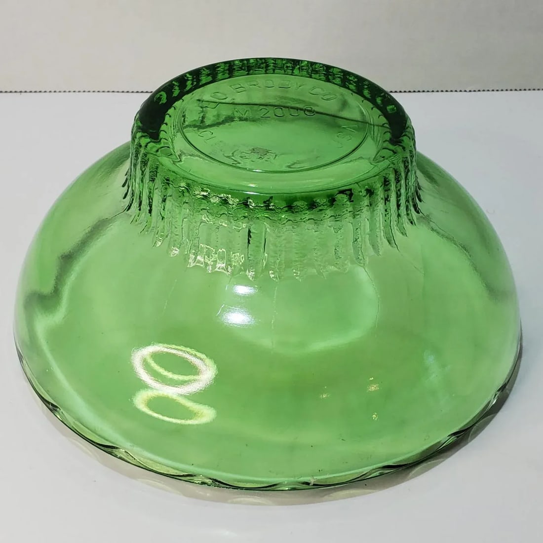 Vintage Brody Scallop Edge Green Glass Bulb Bowl - 4