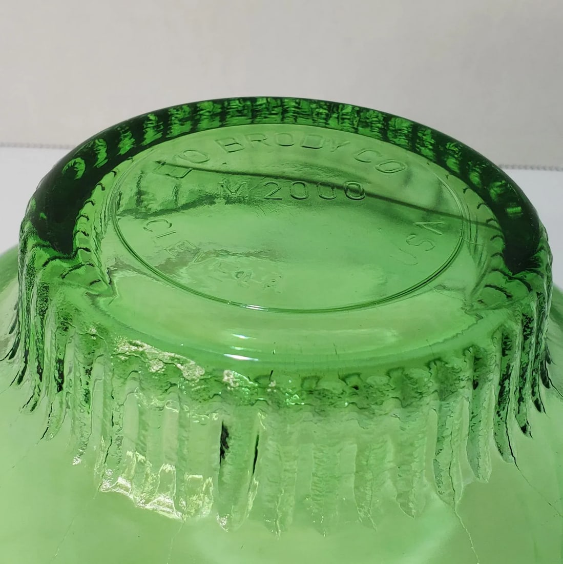 Vintage Brody Scallop Edge Green Glass Bulb Bowl - 5