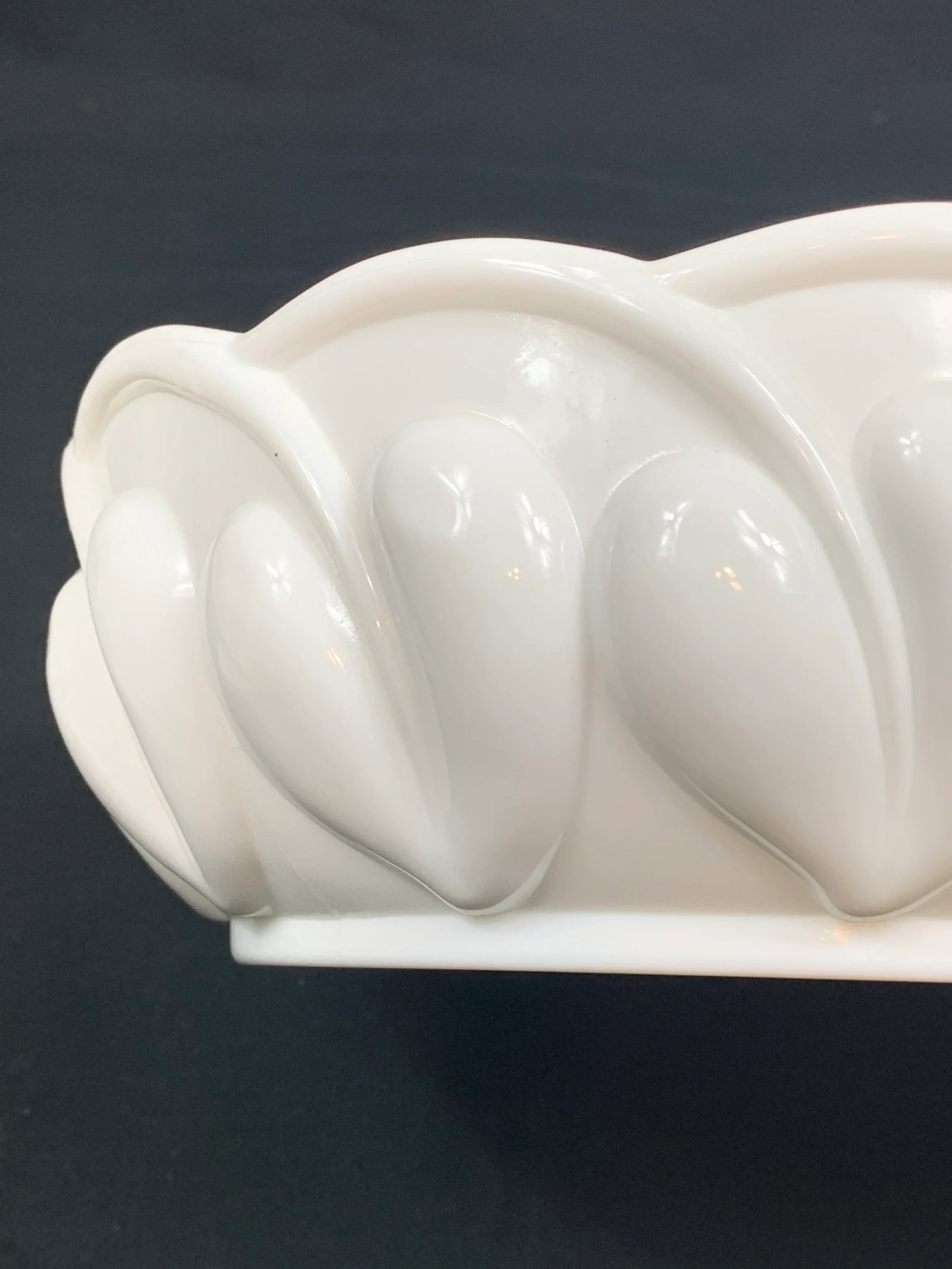 Vintage Milk Glass Leaf Design Bowl - 10