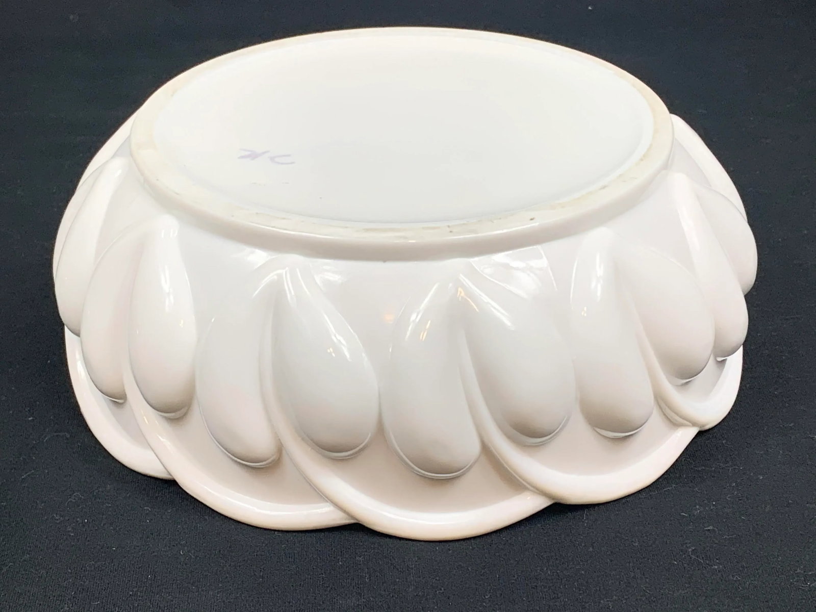 Vintage Milk Glass Leaf Design Bowl - 11