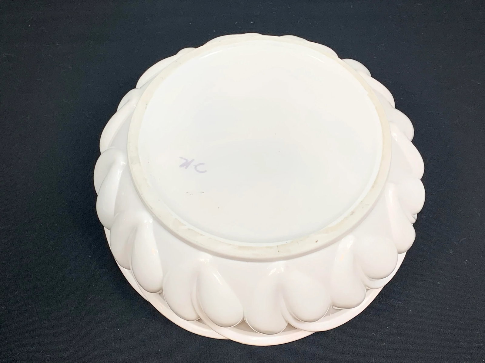 Vintage Milk Glass Leaf Design Bowl - 12