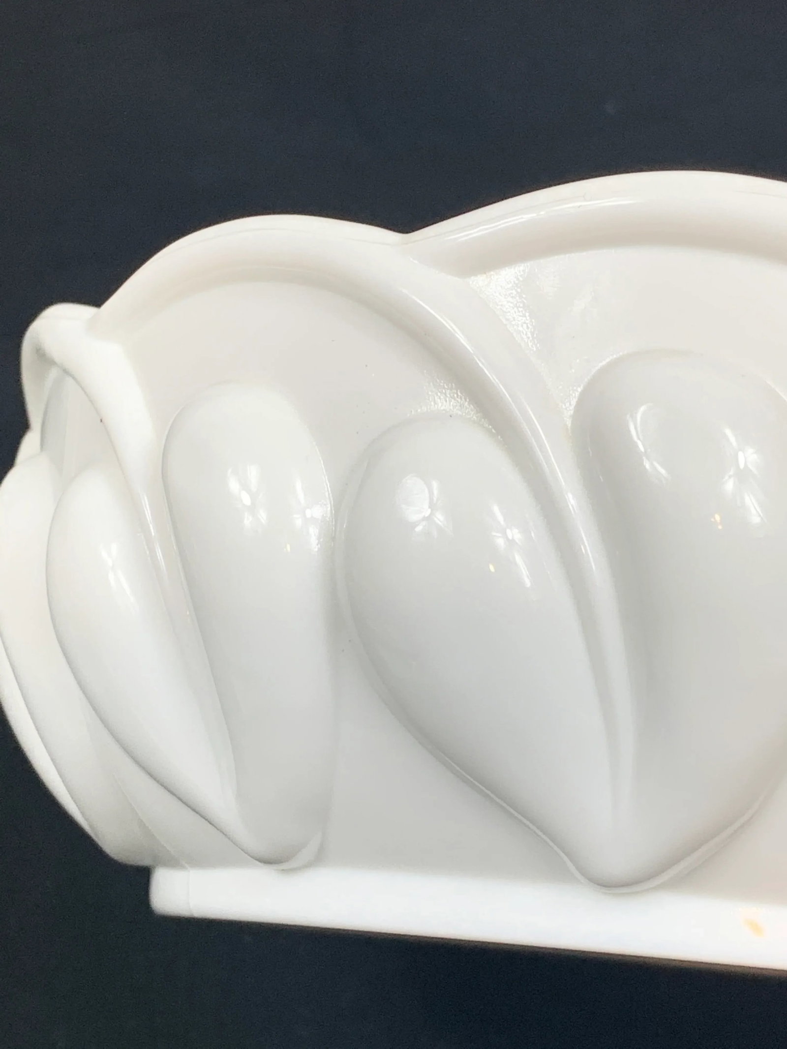 Vintage Milk Glass Leaf Design Bowl - 9