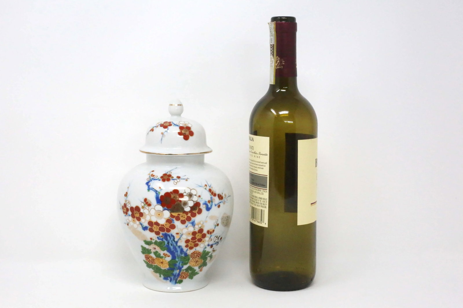 Vintage Chrysanthemums and Cherry Blossoms Porcelain Ginger Jar - 6