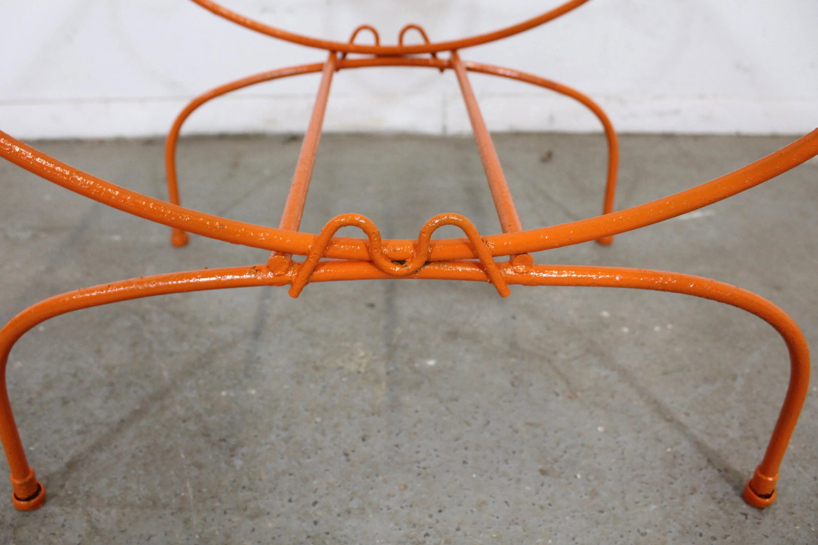 Vintage Mid-Century Modern Atomic Orange Metal Stool - 11