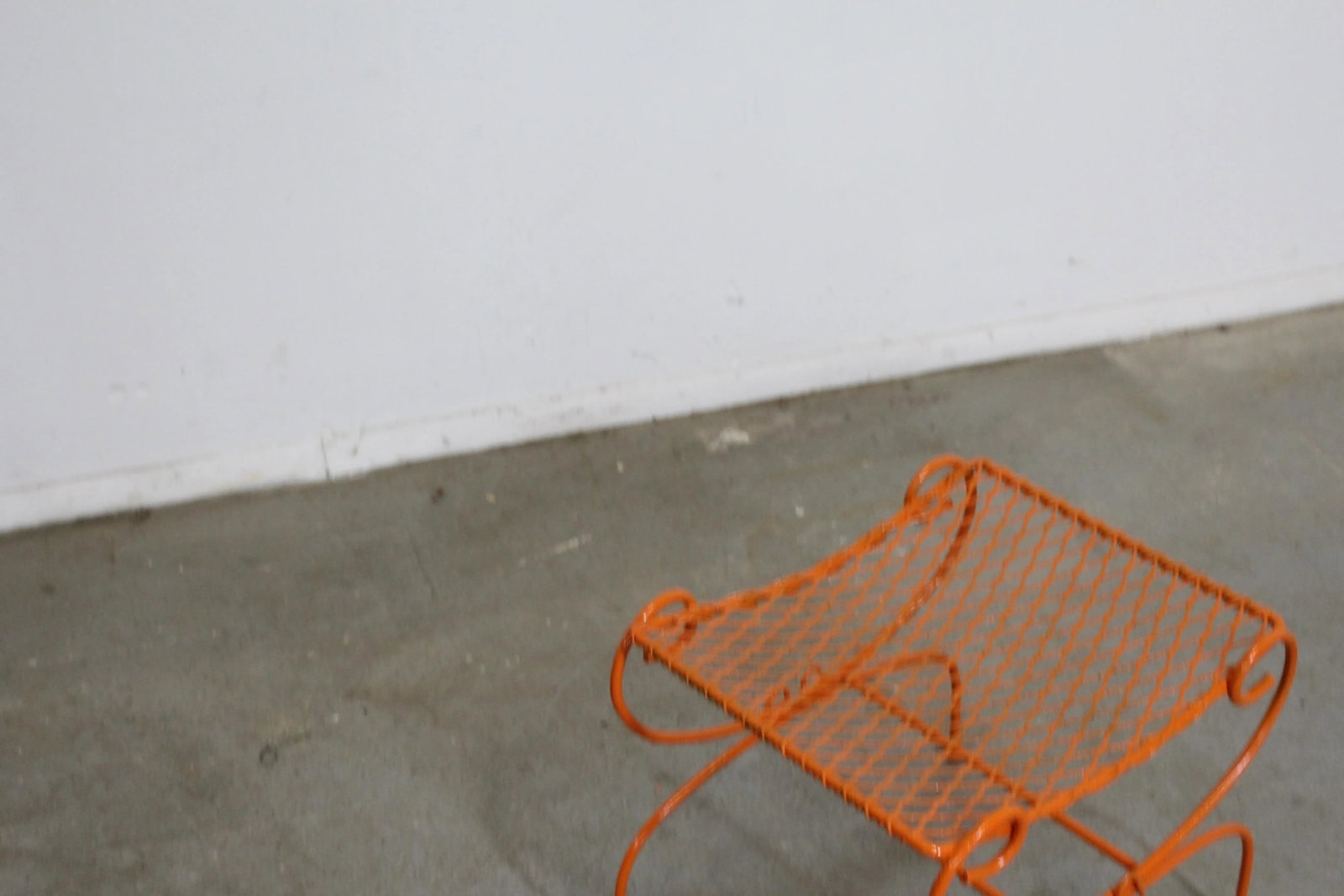 Vintage Mid-Century Modern Atomic Orange Metal Stool - 6