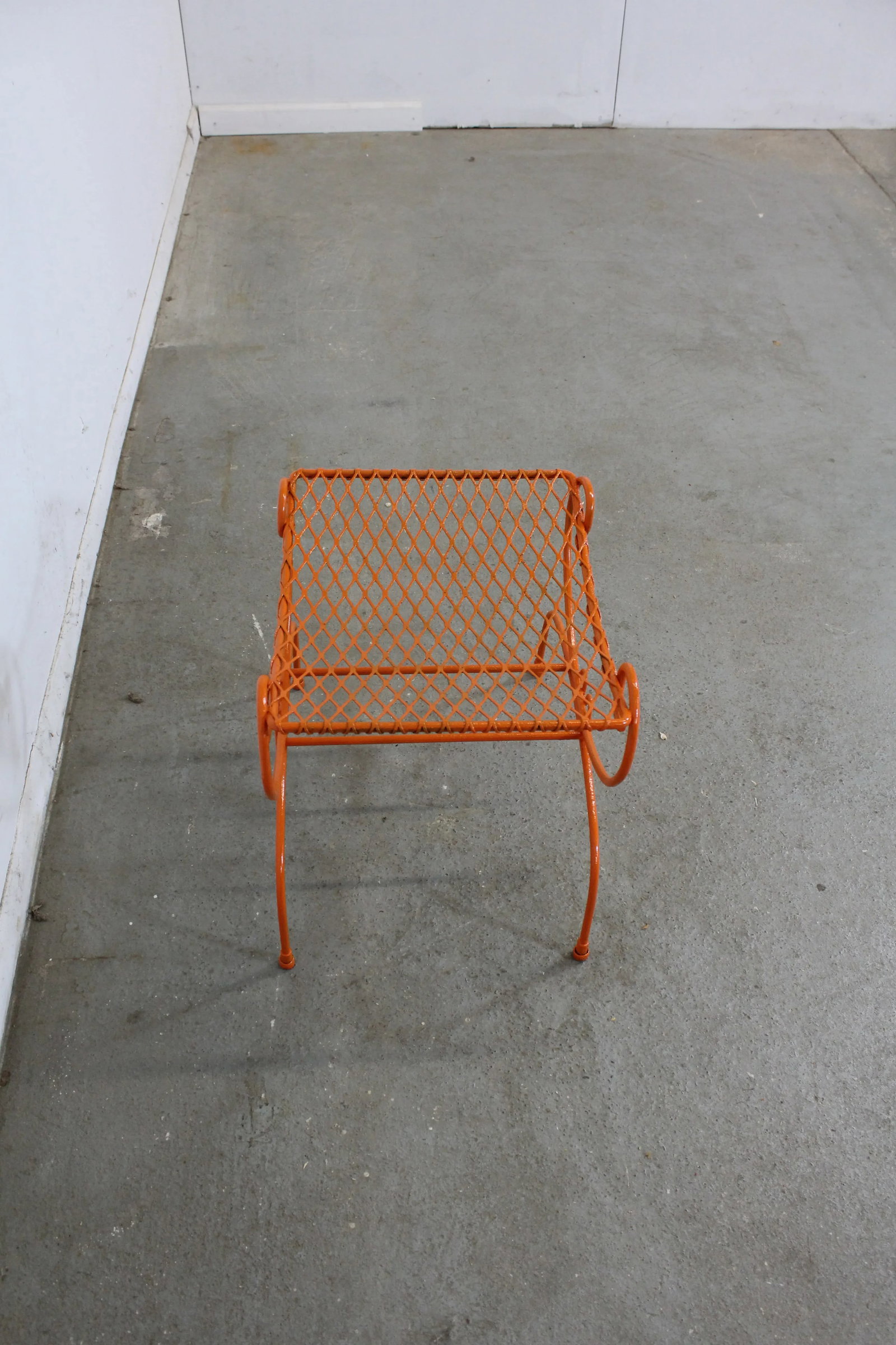 Vintage Mid-Century Modern Atomic Orange Metal Stool - 9