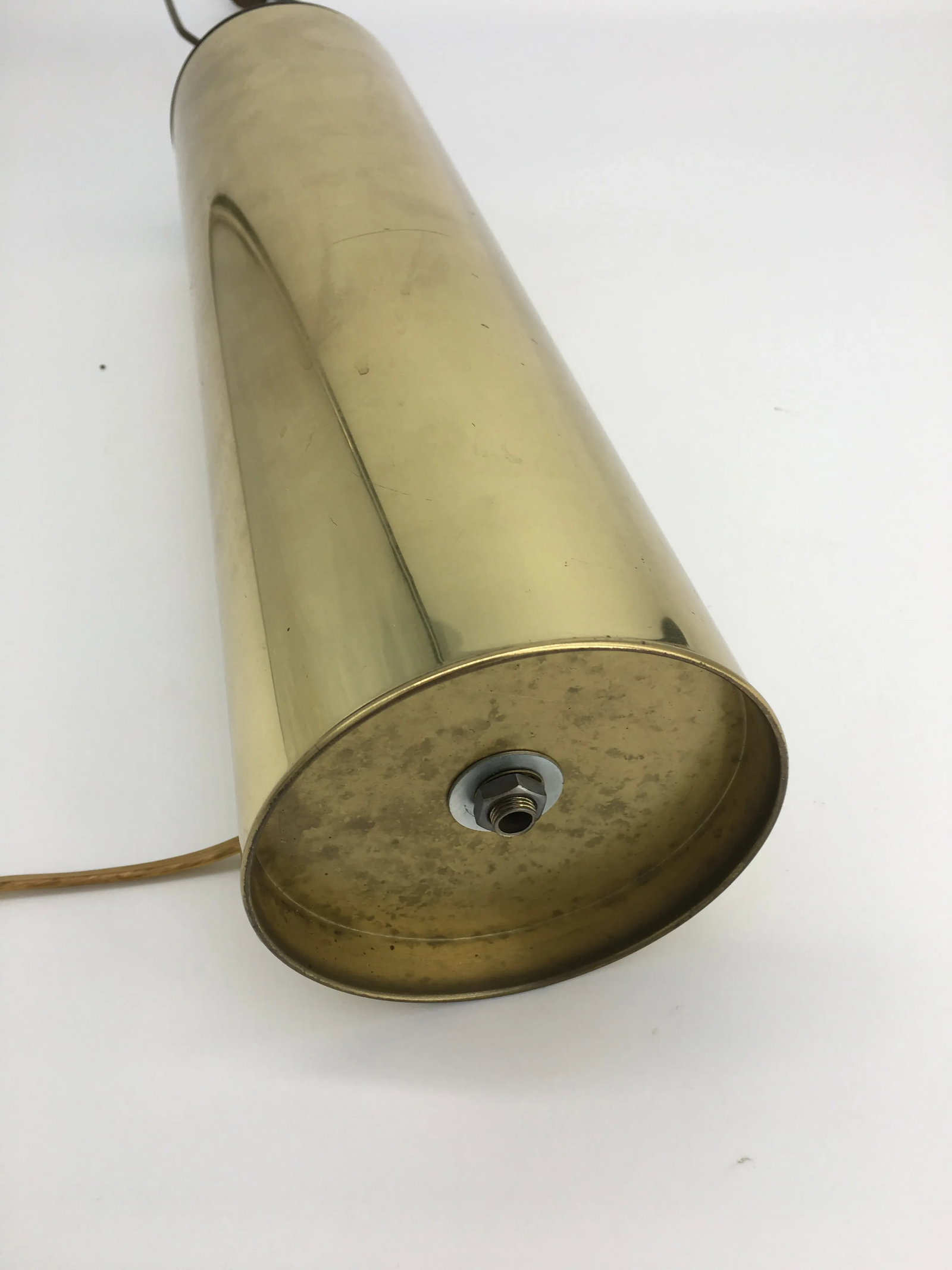 Vintage Mid 20th Century Brass Cylinder Table Lamp - 6