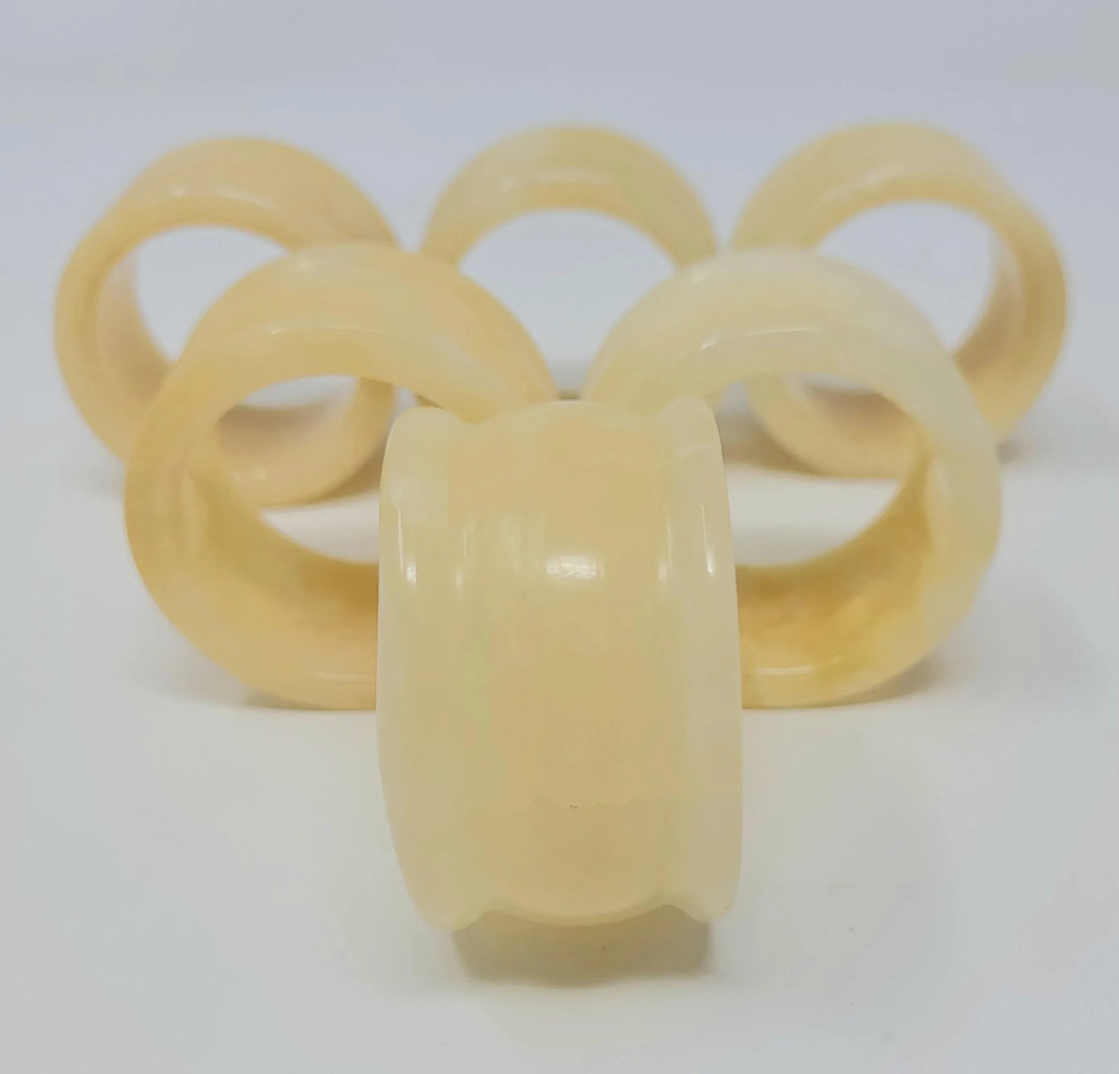 Vintage Alabaster Napkin Rings Set of 6 - 10