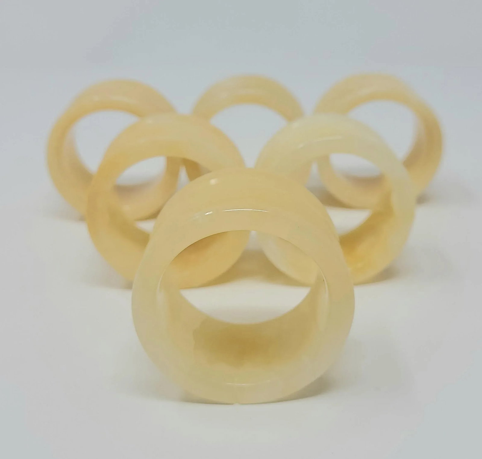 Vintage Alabaster Napkin Rings Set of 6 - 3