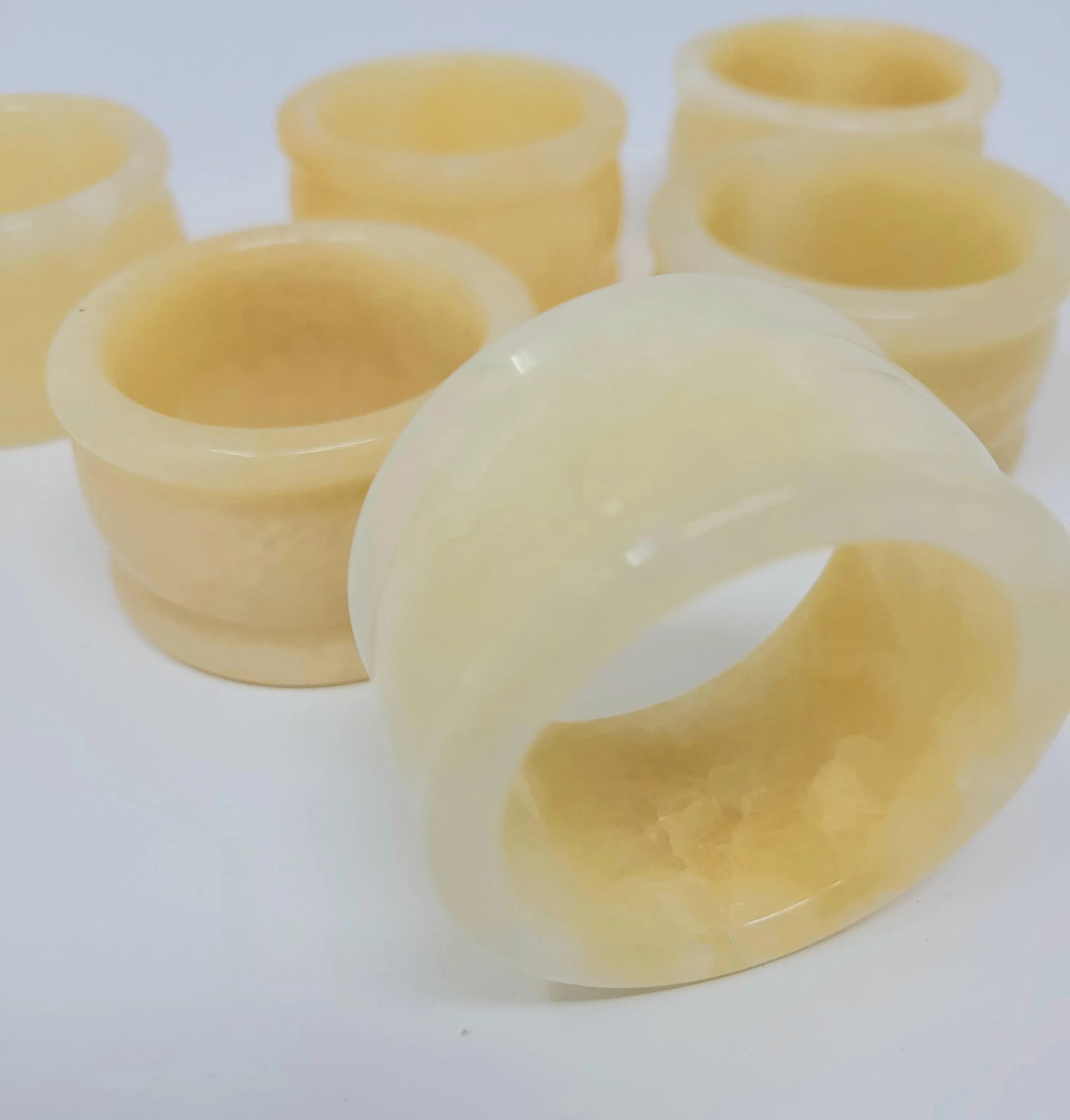 Vintage Alabaster Napkin Rings Set of 6 - 4