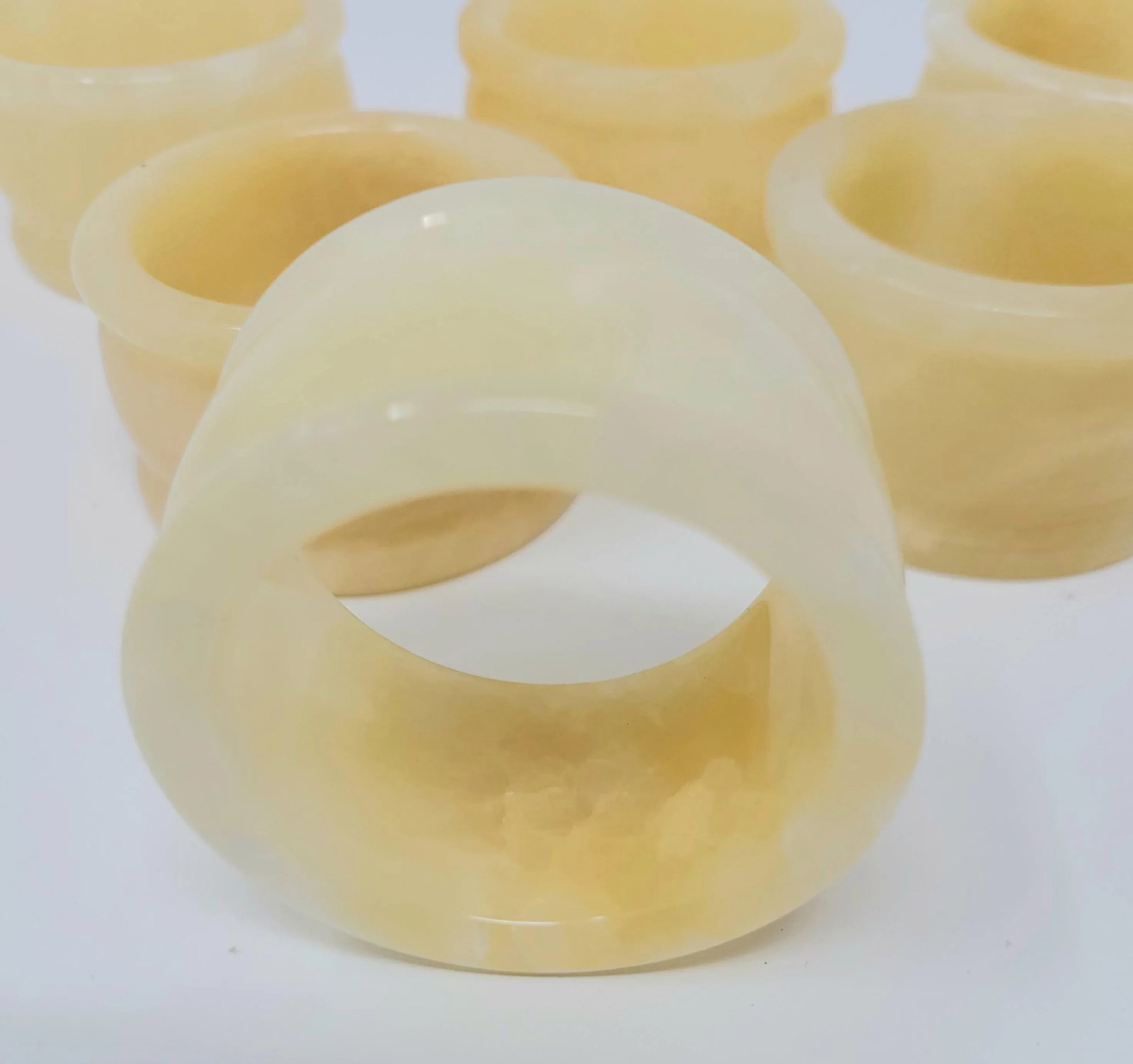 Vintage Alabaster Napkin Rings Set of 6 - 5