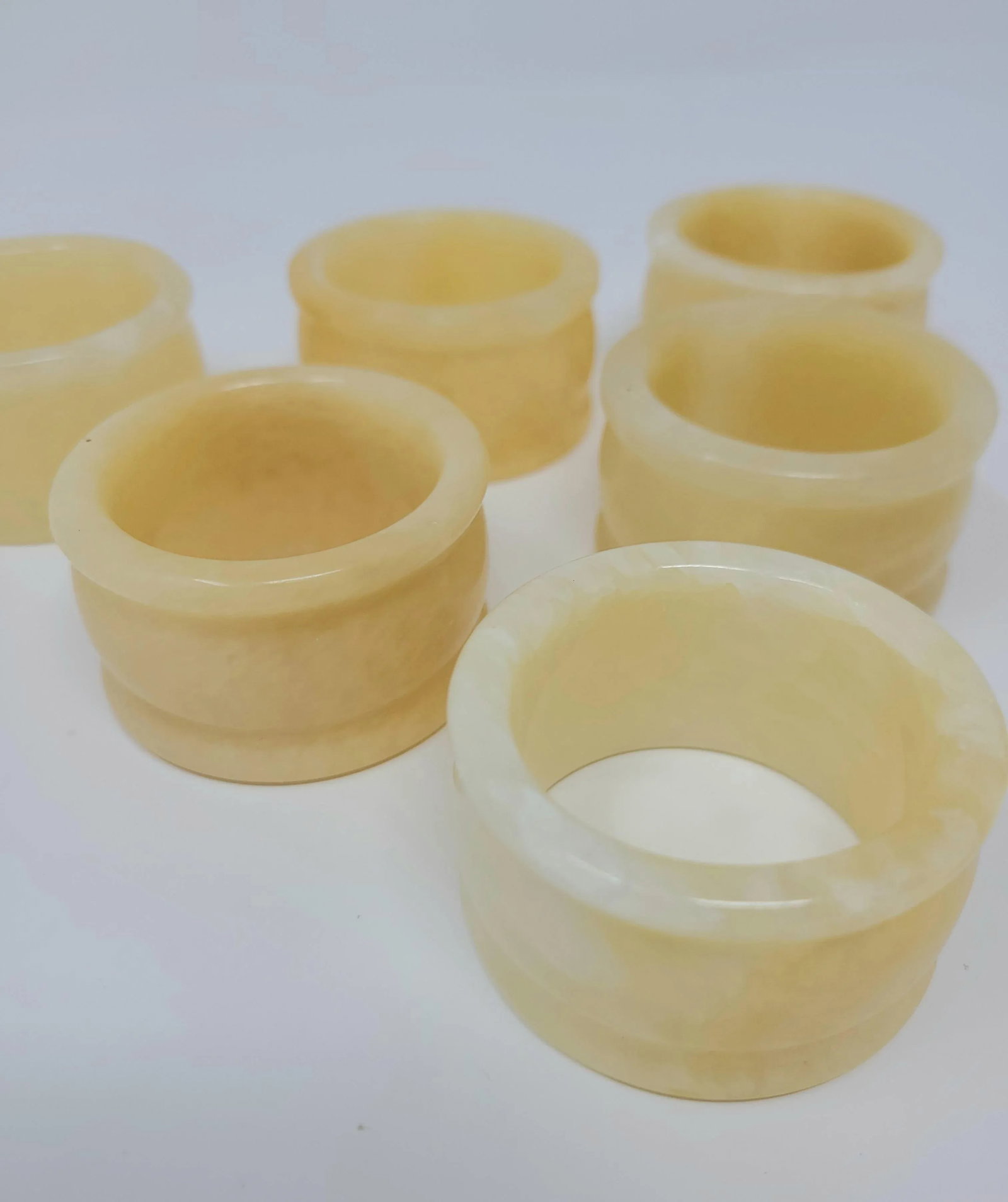 Vintage Alabaster Napkin Rings Set of 6 - 8
