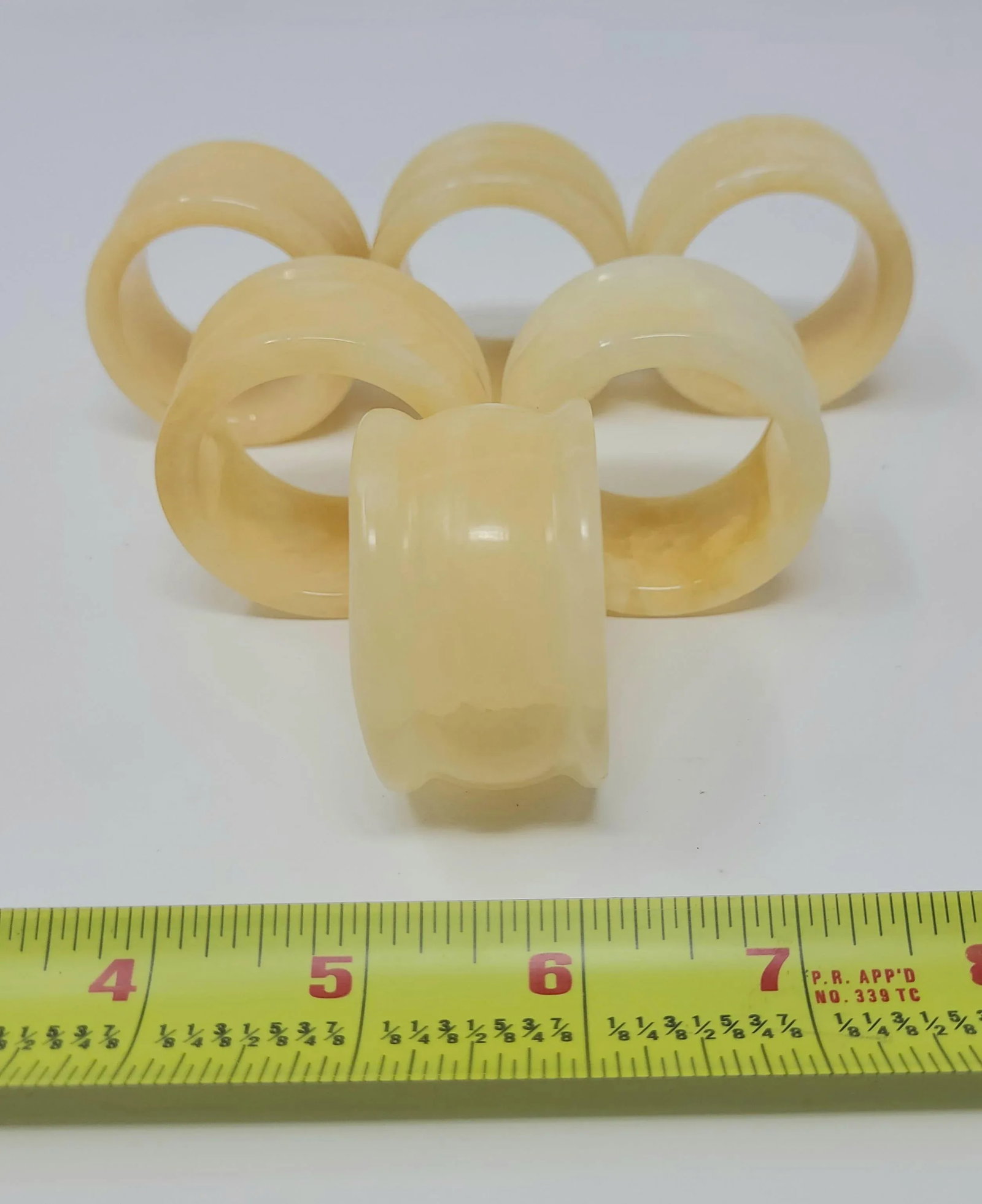 Vintage Alabaster Napkin Rings Set of 6 - 9