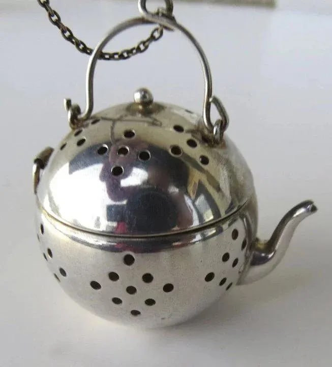 Silverplate Tea Strainer with Gold Wash Interior Tea Ball - 2