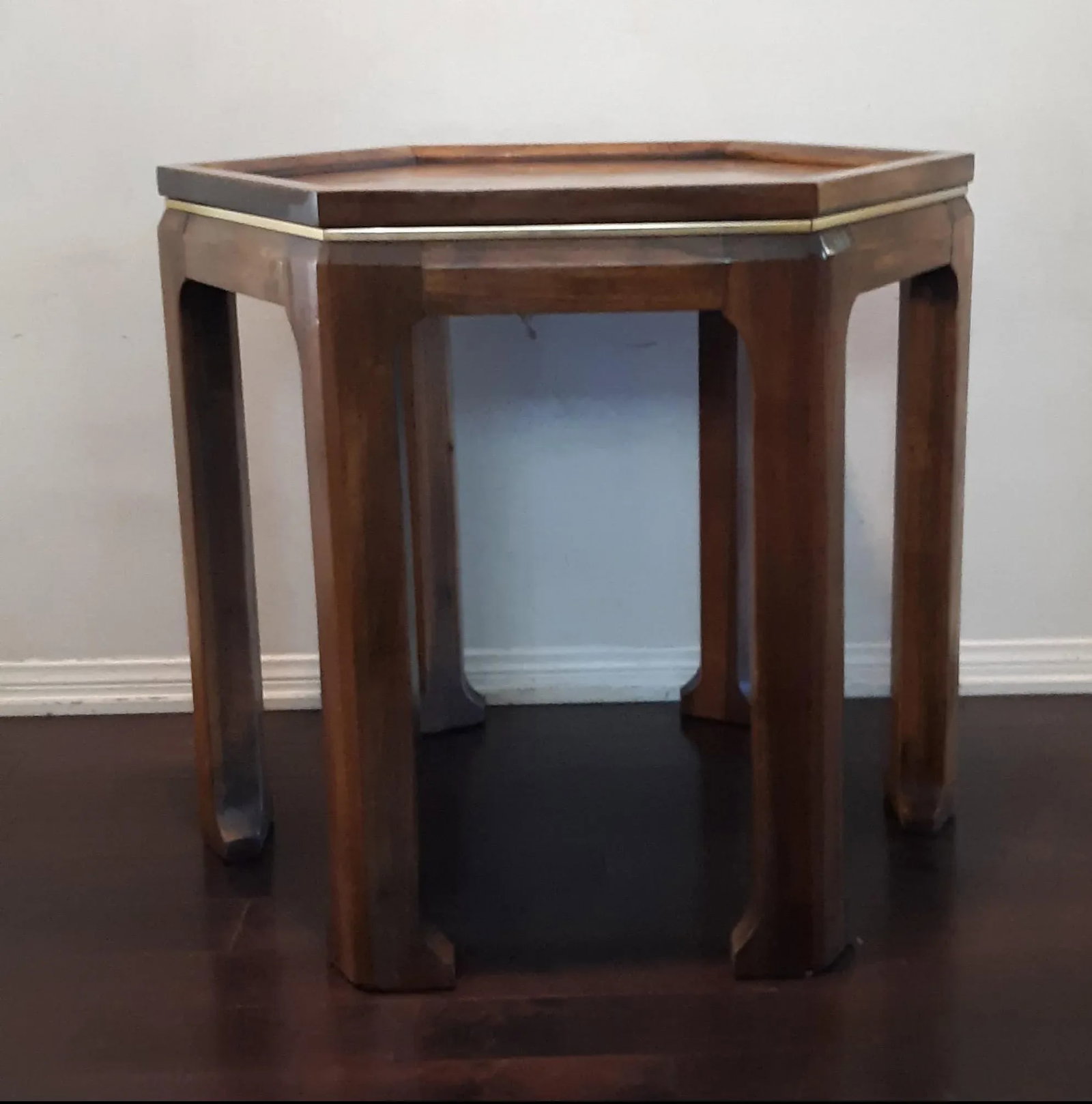 Vintage Altavista Lane Walnut Hexagonal Side Table - 9