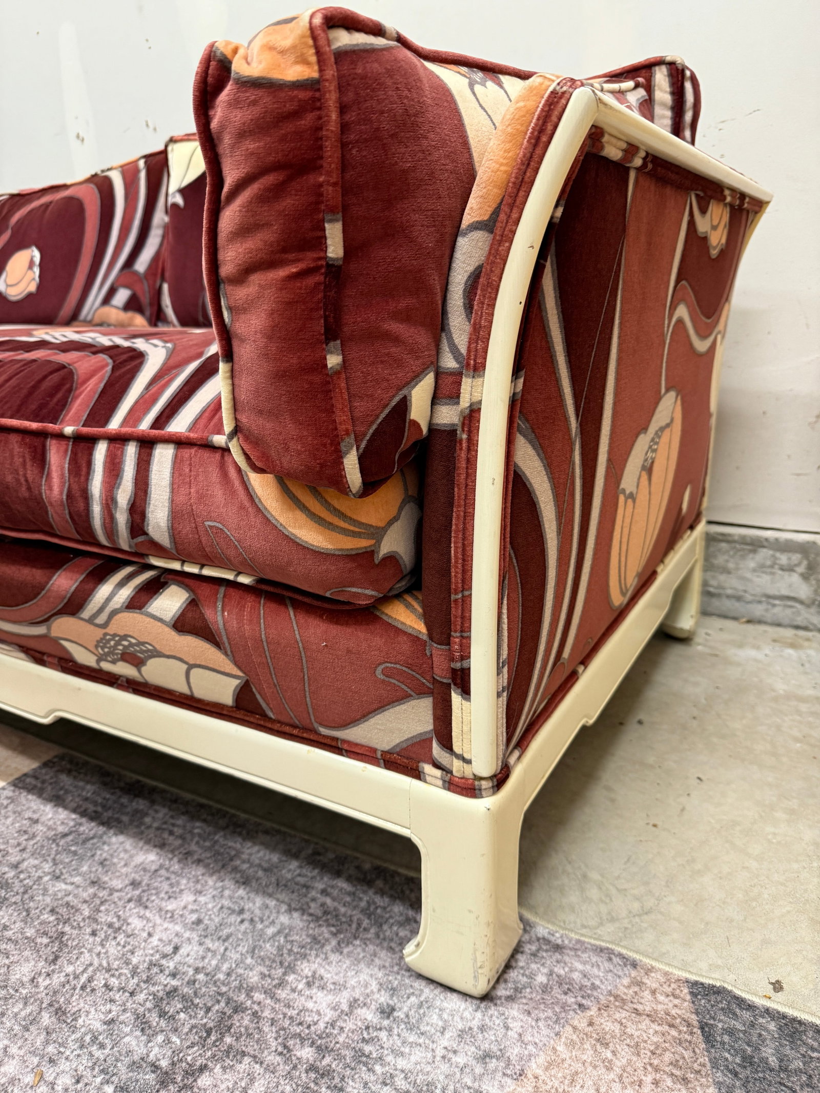 Hollywood Regency Mohair Velvet 60's Loveseat - 6