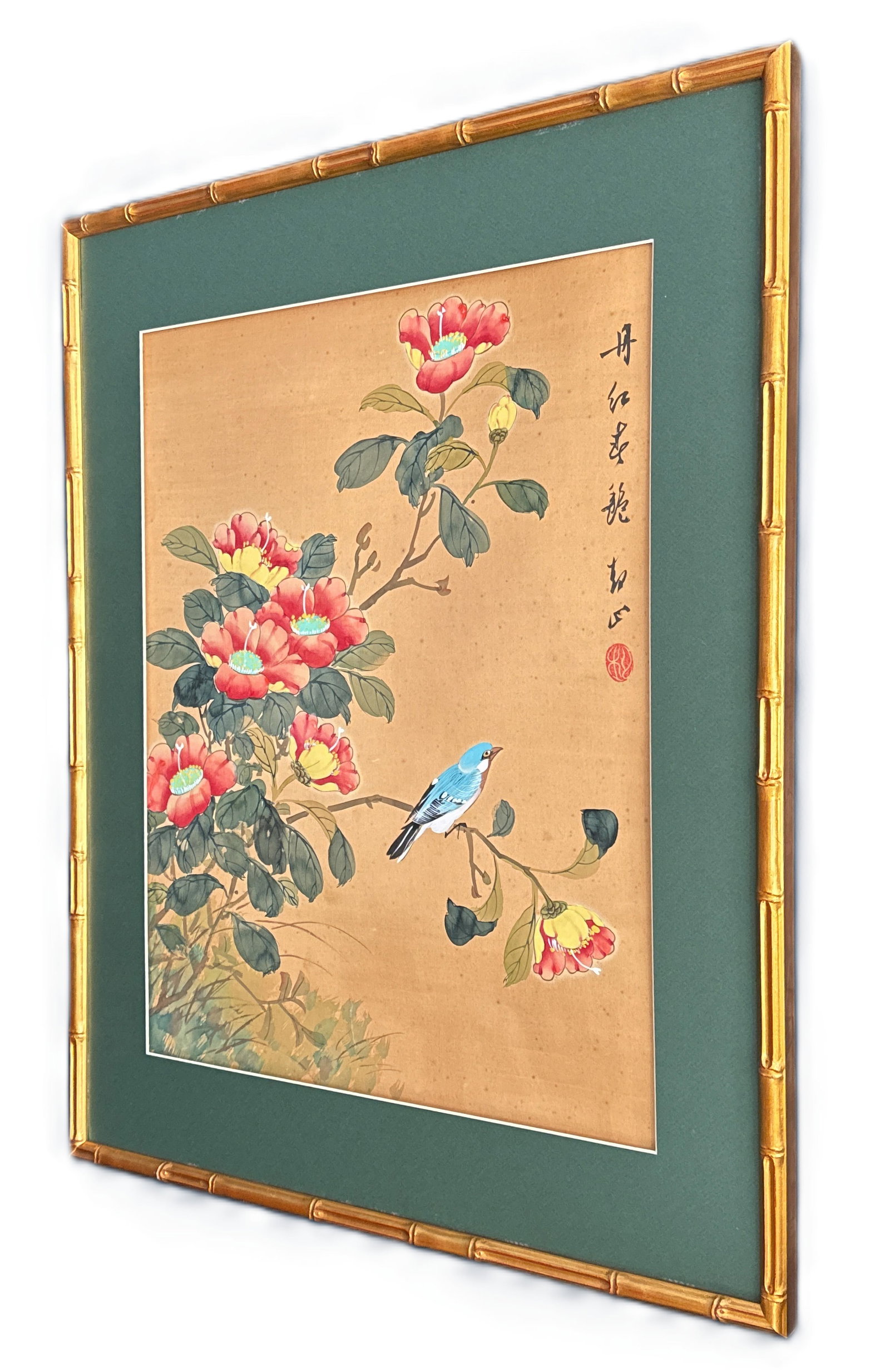 Original Chinese Floral Painting, Signed by Artist, Matted and Framed - 23" X 28" - 6