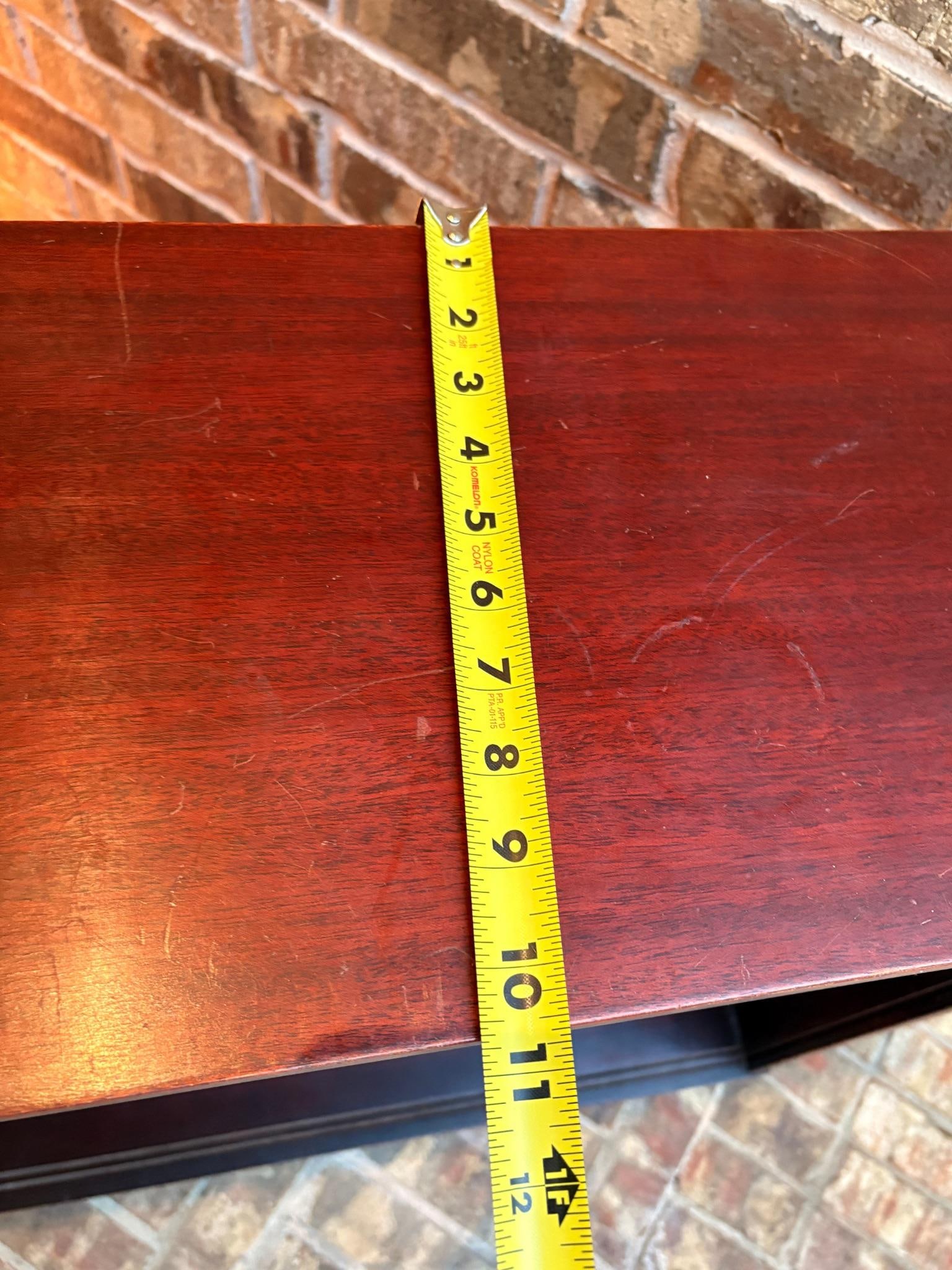 1960s Mid Century Modern Low Warm Wood 2 Shelf Bookshelf With Tapered Brass Capped Legs Dark Stain - 10