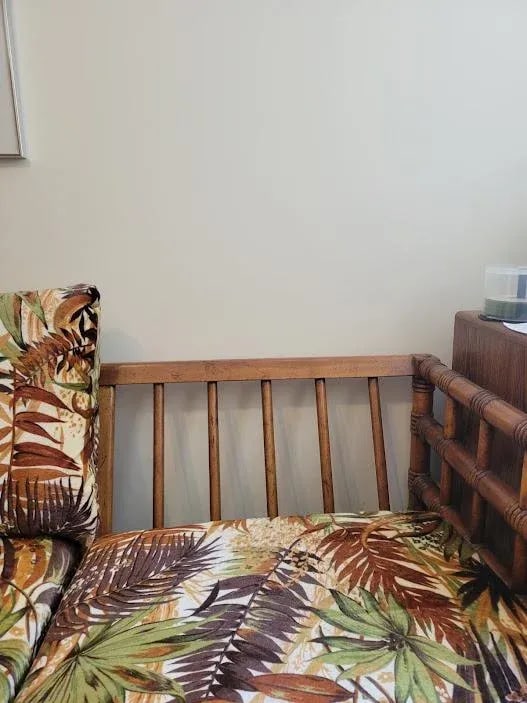 1980s Vintage Tropical Inspired Loveseat and Matching Ottoman - 7