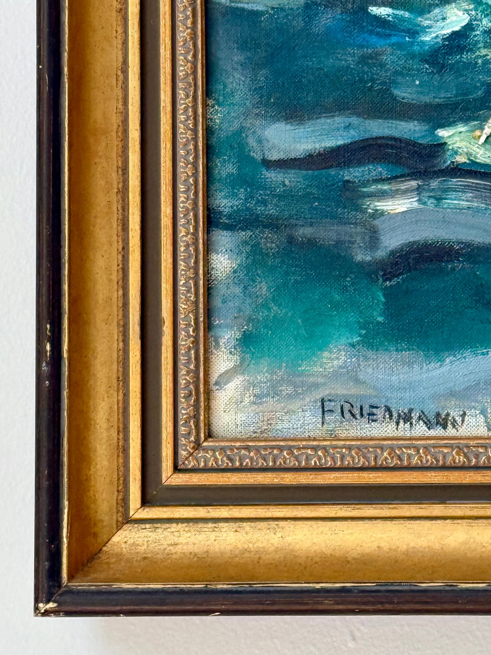 Vintage Original Oil Painting Impressionist Seascape Signed Friedman - 10