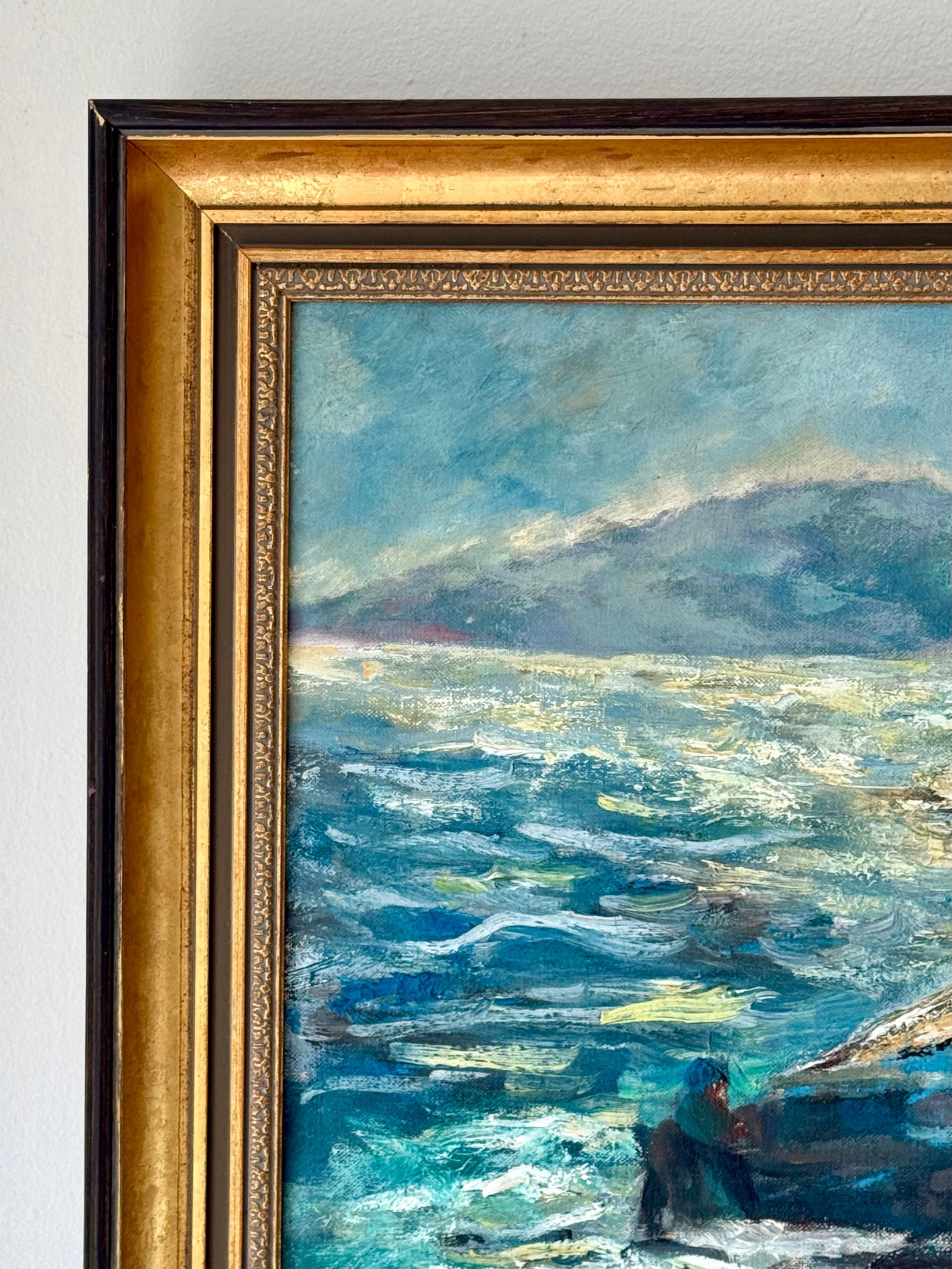 Vintage Original Oil Painting Impressionist Seascape Signed Friedman - 3
