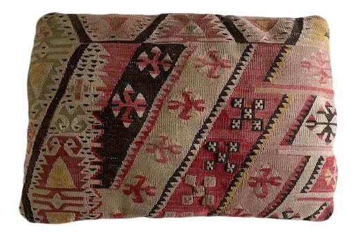 Vintage Anatolian Kilim Pillow: Large Vintage Anatolian Kilim Pillow. Good condition for its age. Pillow Insert Included. No Zipper. Approx. 28" x 19". Beautiful colors. Comes from a smoke-free environment. Condition: Alterations: