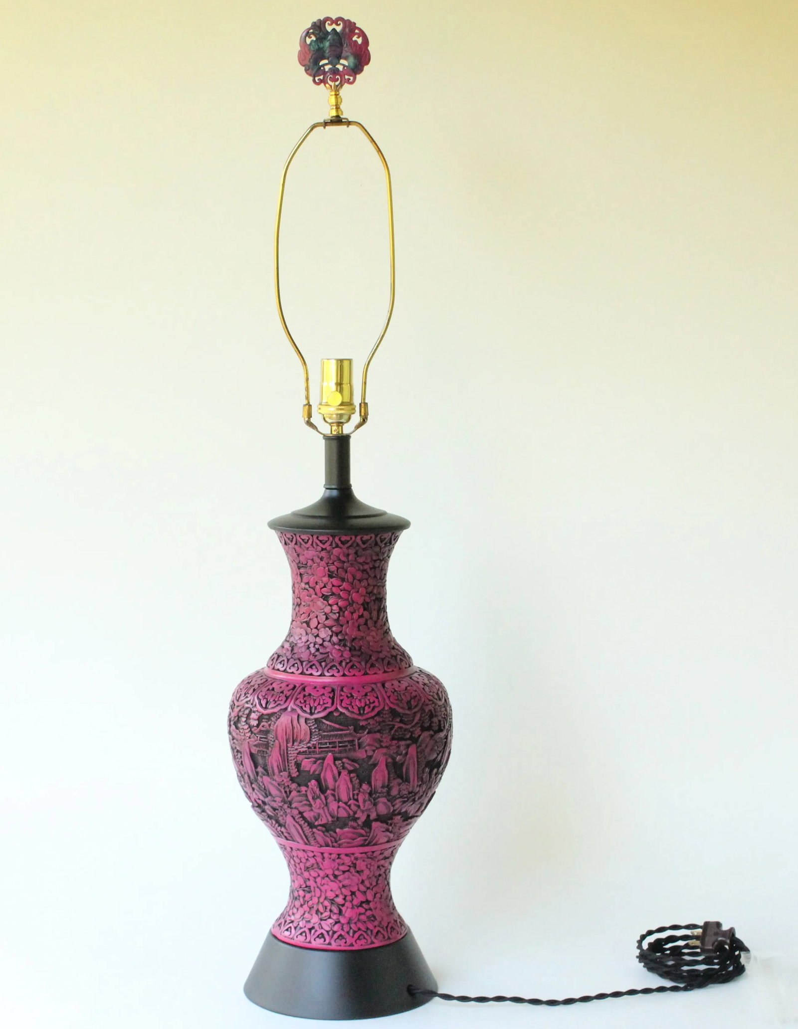 Vintage Cinnabar Style Table Lamp - 2