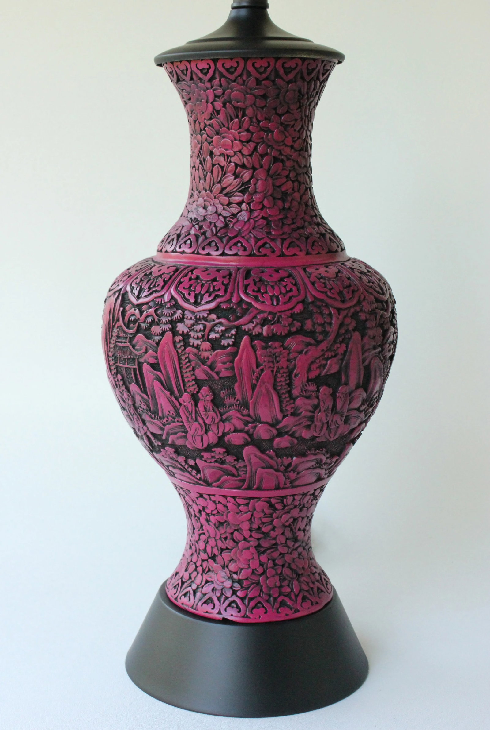 Vintage Cinnabar Style Table Lamp - 5
