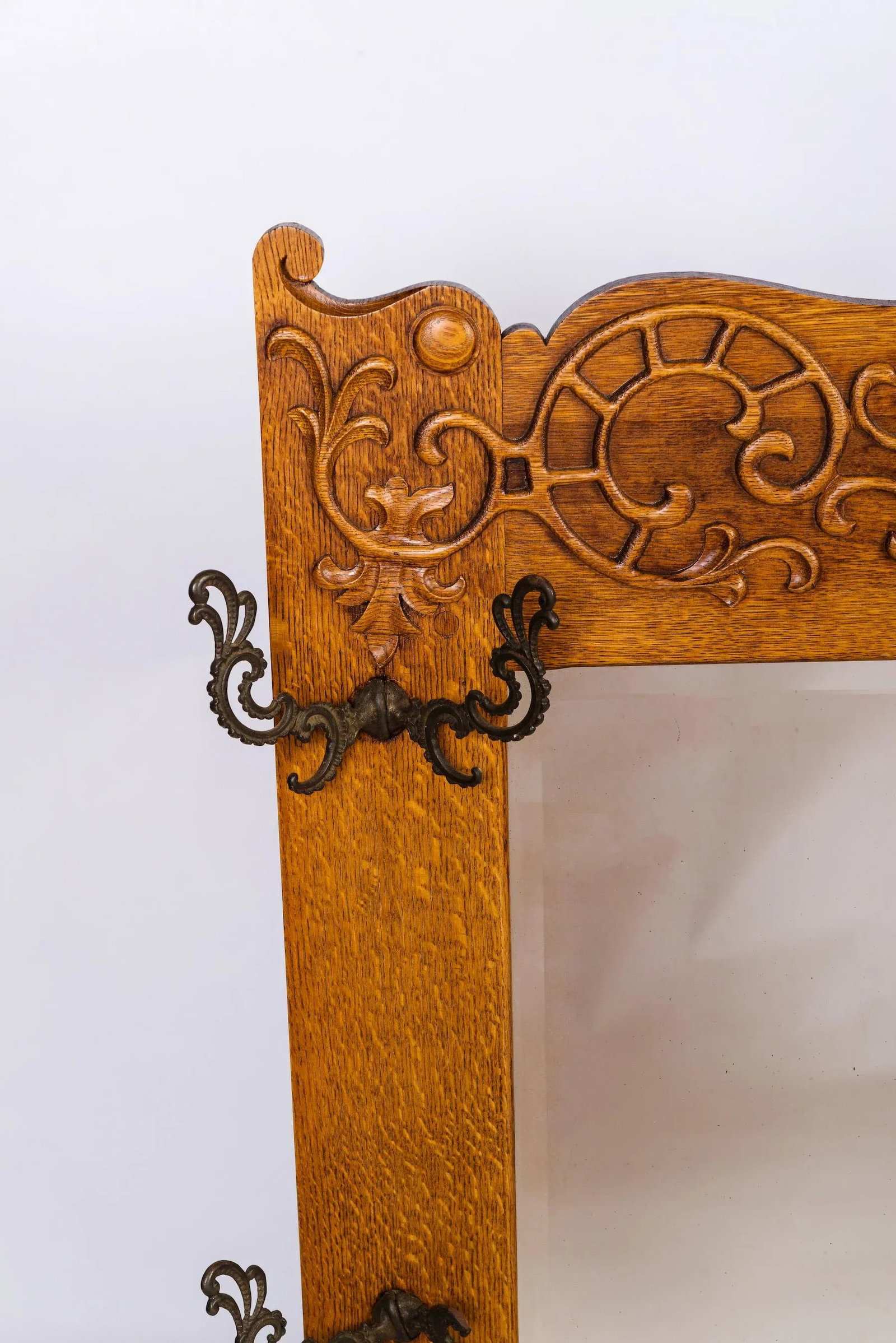 Antique Victorian Oak Coat Rack - 5