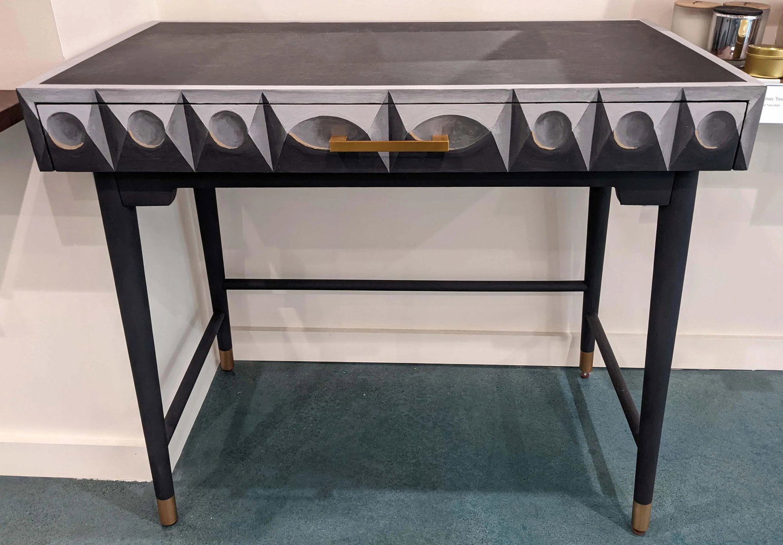 Black Console Table With Drawer - 2