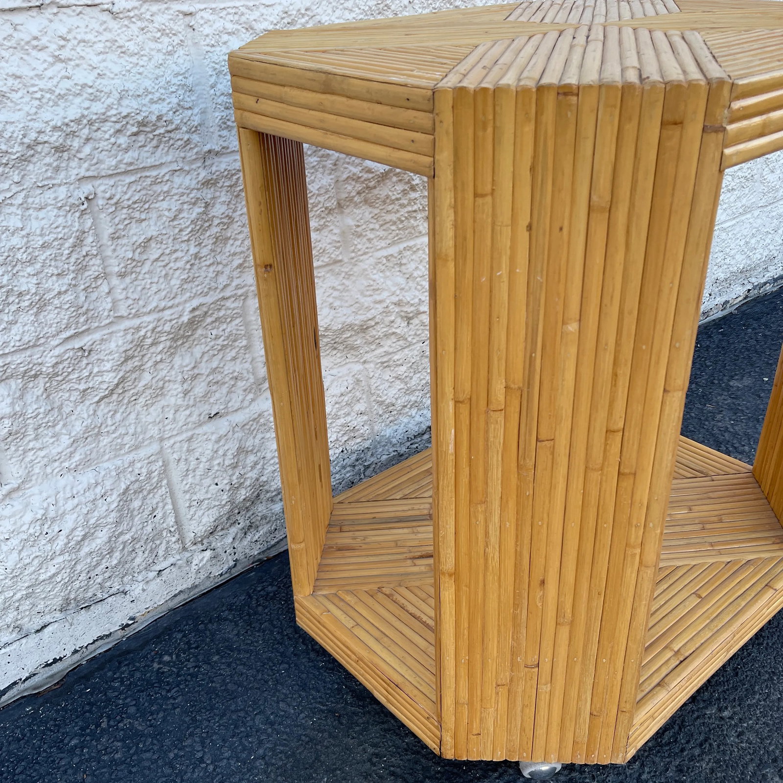 Mid Century Bamboo Bar Cart on Casters - 2