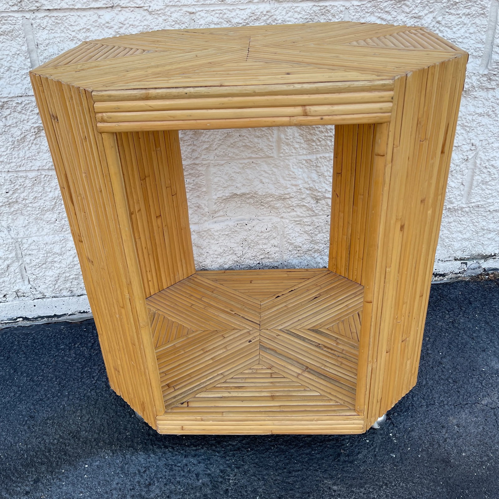 Mid Century Bamboo Bar Cart on Casters - 4
