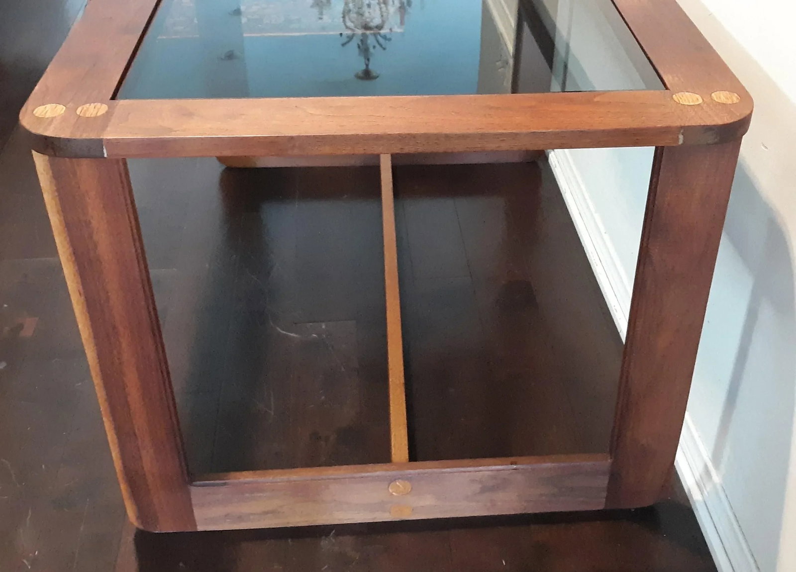Mid 20th Century Wood Smoked Glass Top Rectangular Coffee Table - 4
