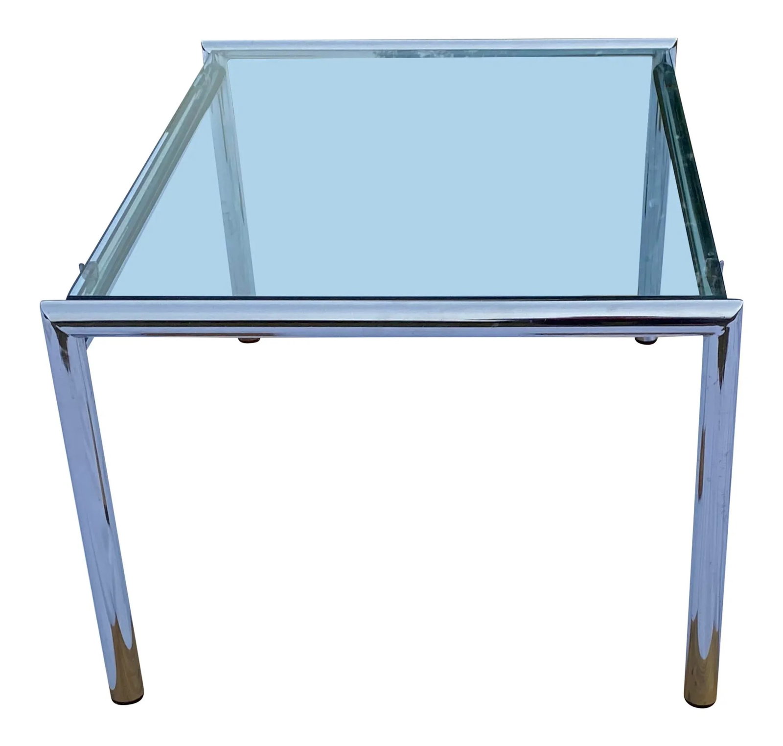 Vintage Tubular Chrome & Glass End Tables with Floating Glass Tops- a Pair - 6