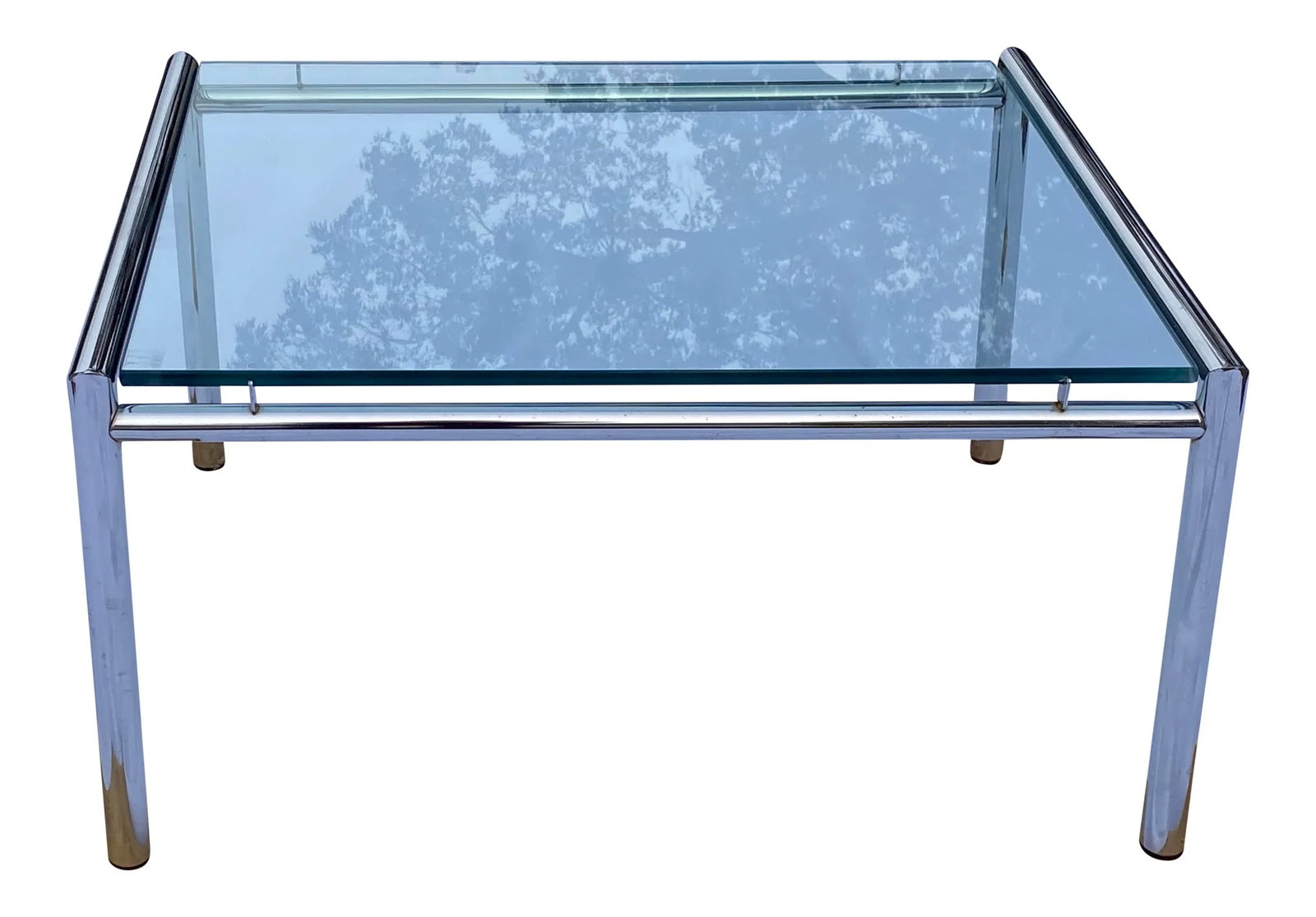 Vintage Tubular Chrome & Glass End Tables with Floating Glass Tops- a Pair - 8