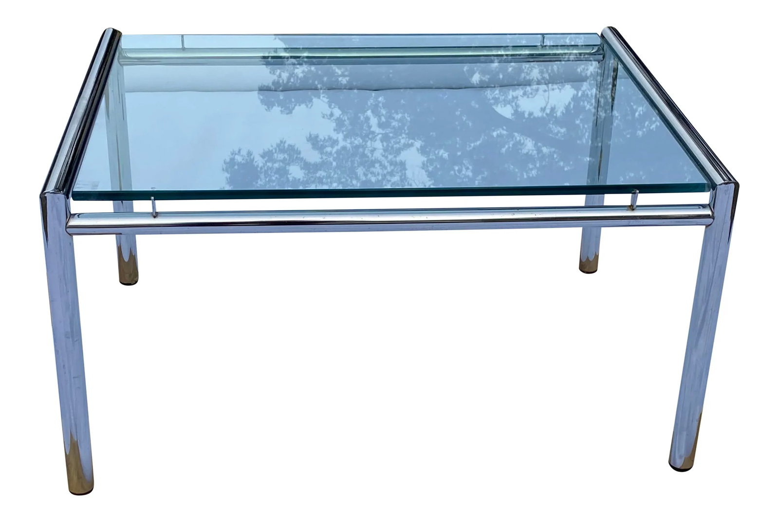 Vintage Tubular Chrome & Glass End Tables with Floating Glass Tops- a Pair - 9