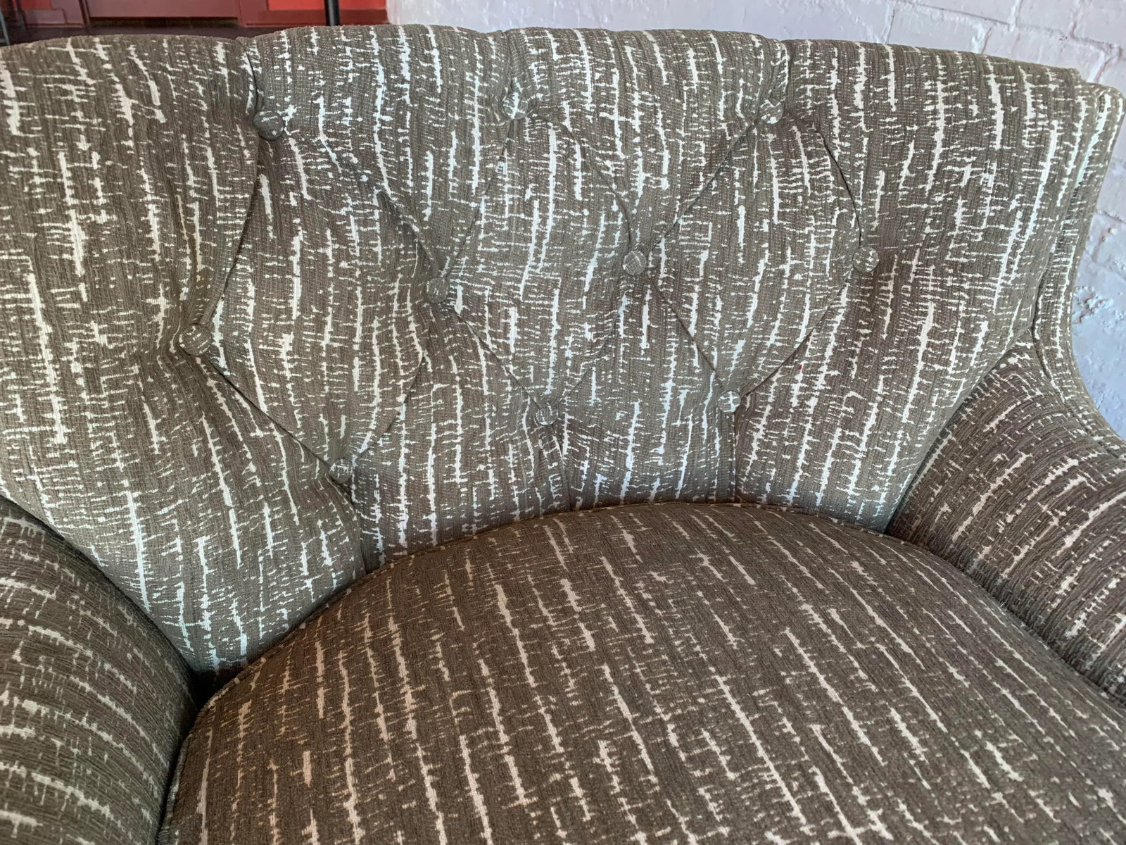 Vintage Re-Upholstered Club Chair Armchair and Ottoman - 5