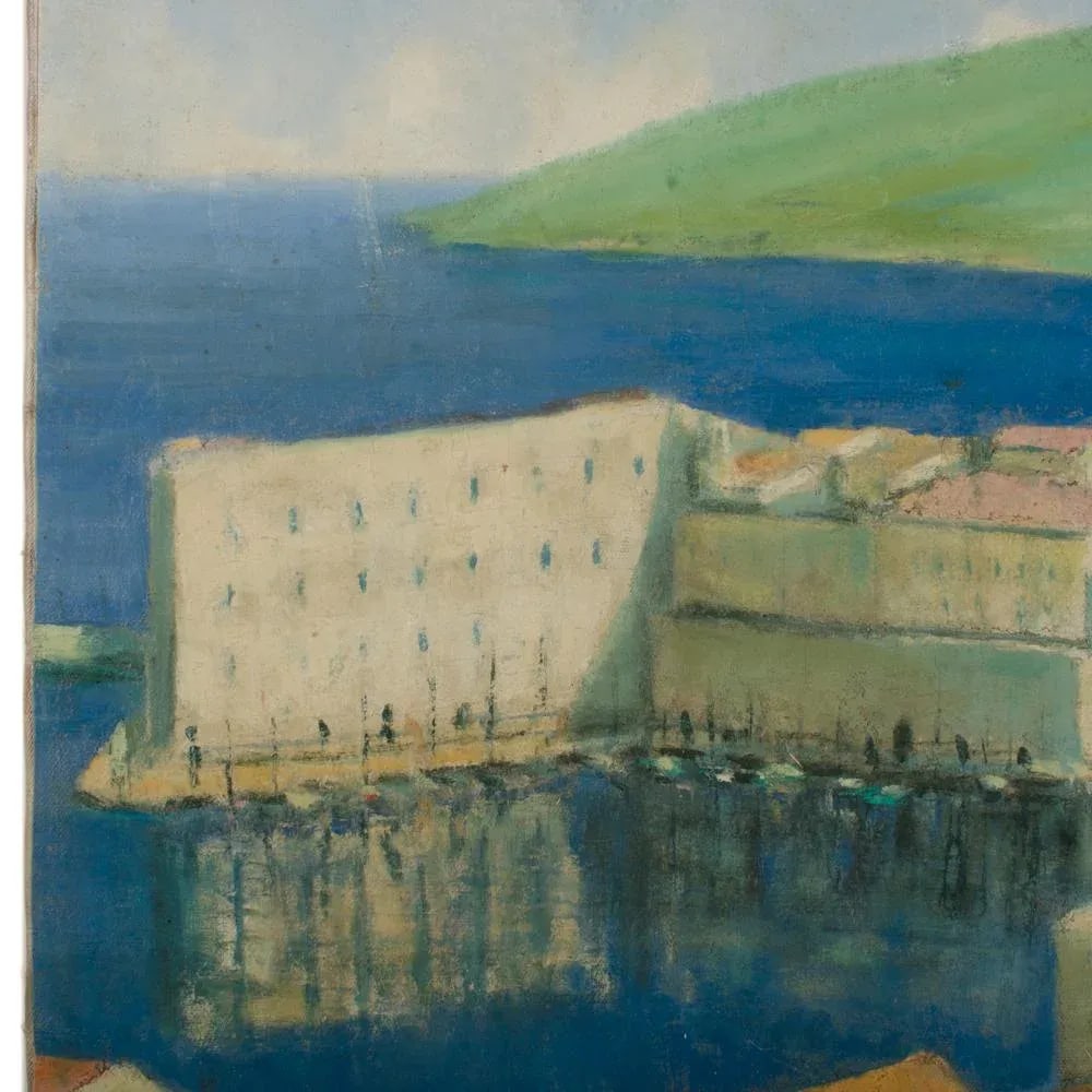 An Oil Painting of a Croatian Seascape & Town by Branko Porobic (Yugoslavian 1909 - 2004). - 4