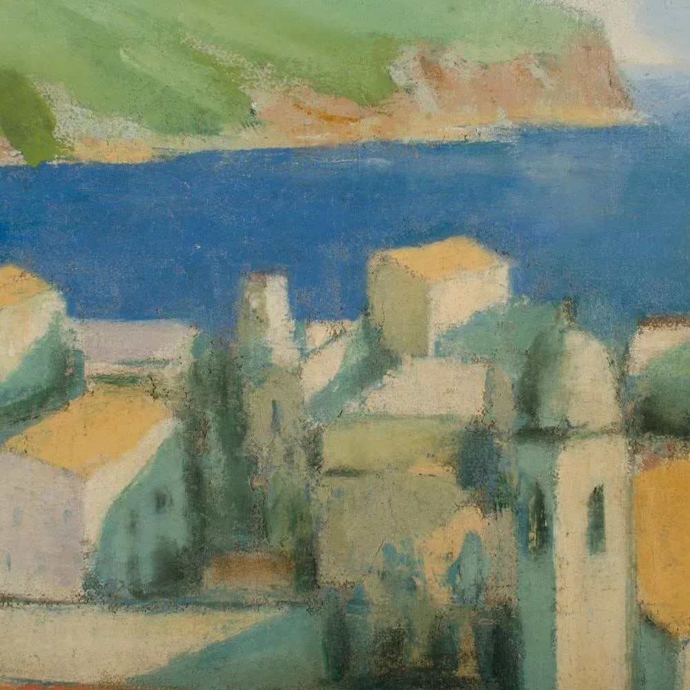An Oil Painting of a Croatian Seascape & Town by Branko Porobic (Yugoslavian 1909 - 2004). - 5