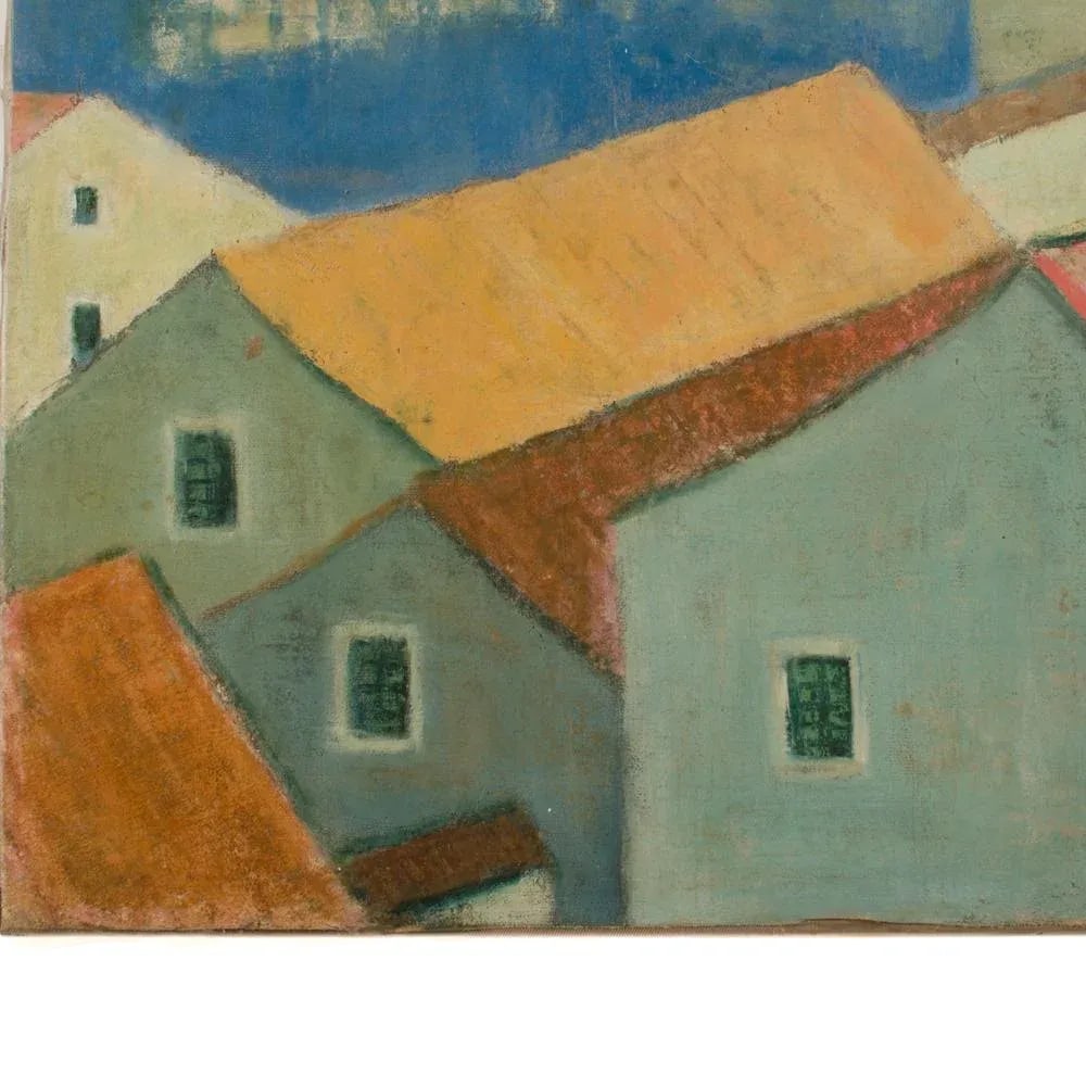 An Oil Painting of a Croatian Seascape & Town by Branko Porobic (Yugoslavian 1909 - 2004). - 6
