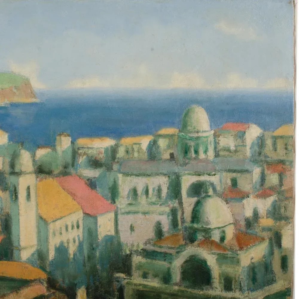 An Oil Painting of a Croatian Seascape & Town by Branko Porobic (Yugoslavian 1909 - 2004). - 7