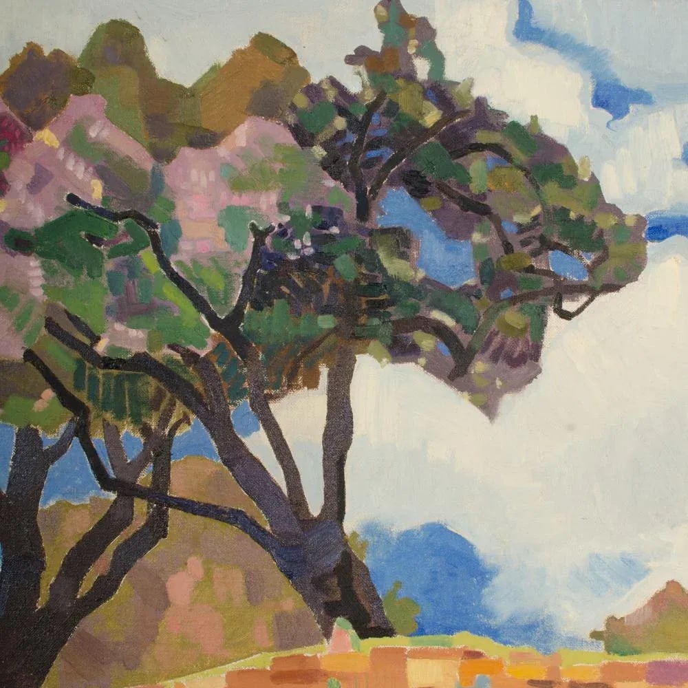 Early 20th Century "Mosaic Trees" Expressionist Landscape Oil Painting by Ernest Yarrow-Jones - 6