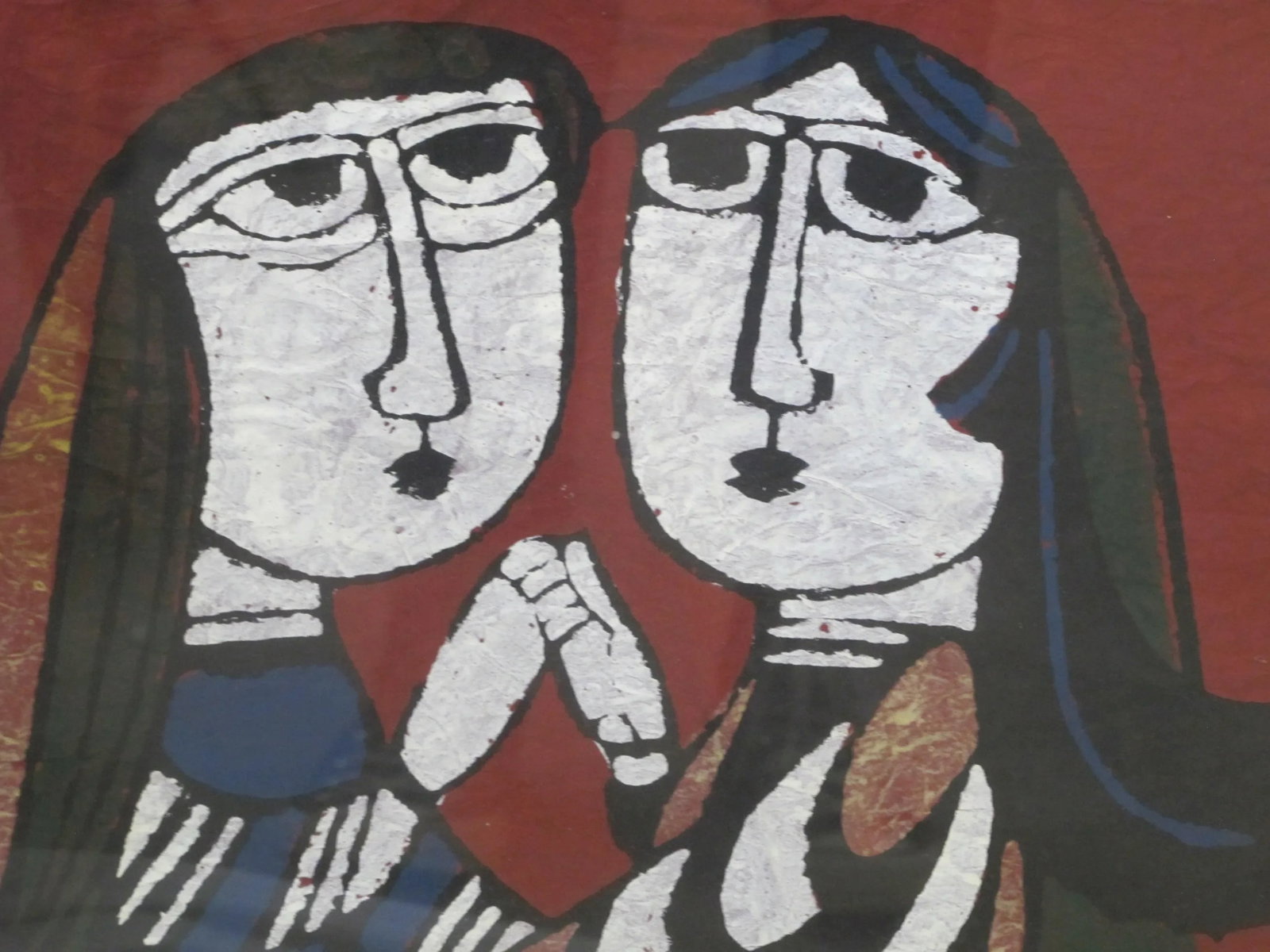 Sadao Watanabe Japanese Signed Framed Katazome "Mary Visiting Elizabeth" - 5