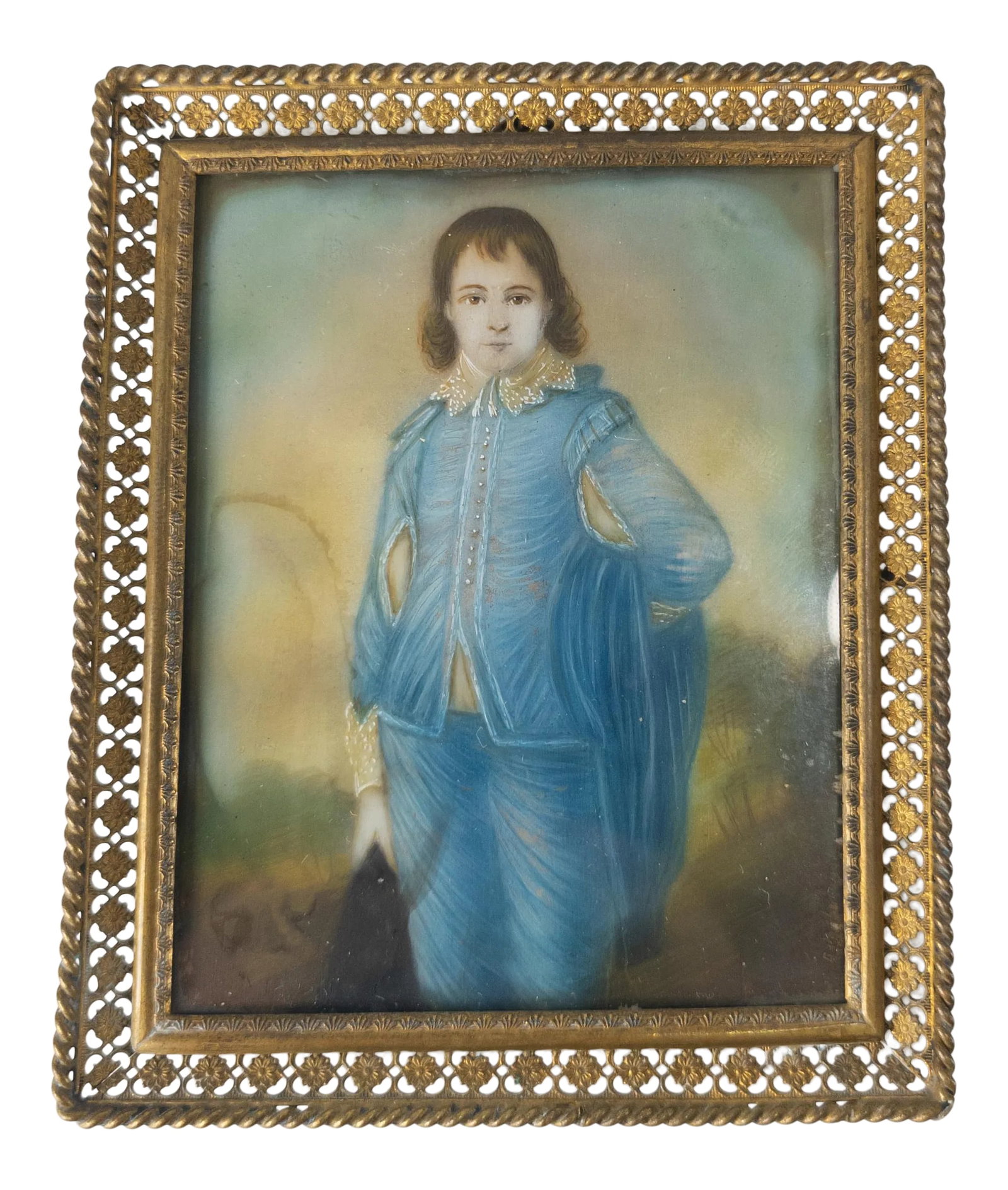 Miniature Watercolor Portrait "Blue Boy" After Thomas Gainsborough (1 of 7)