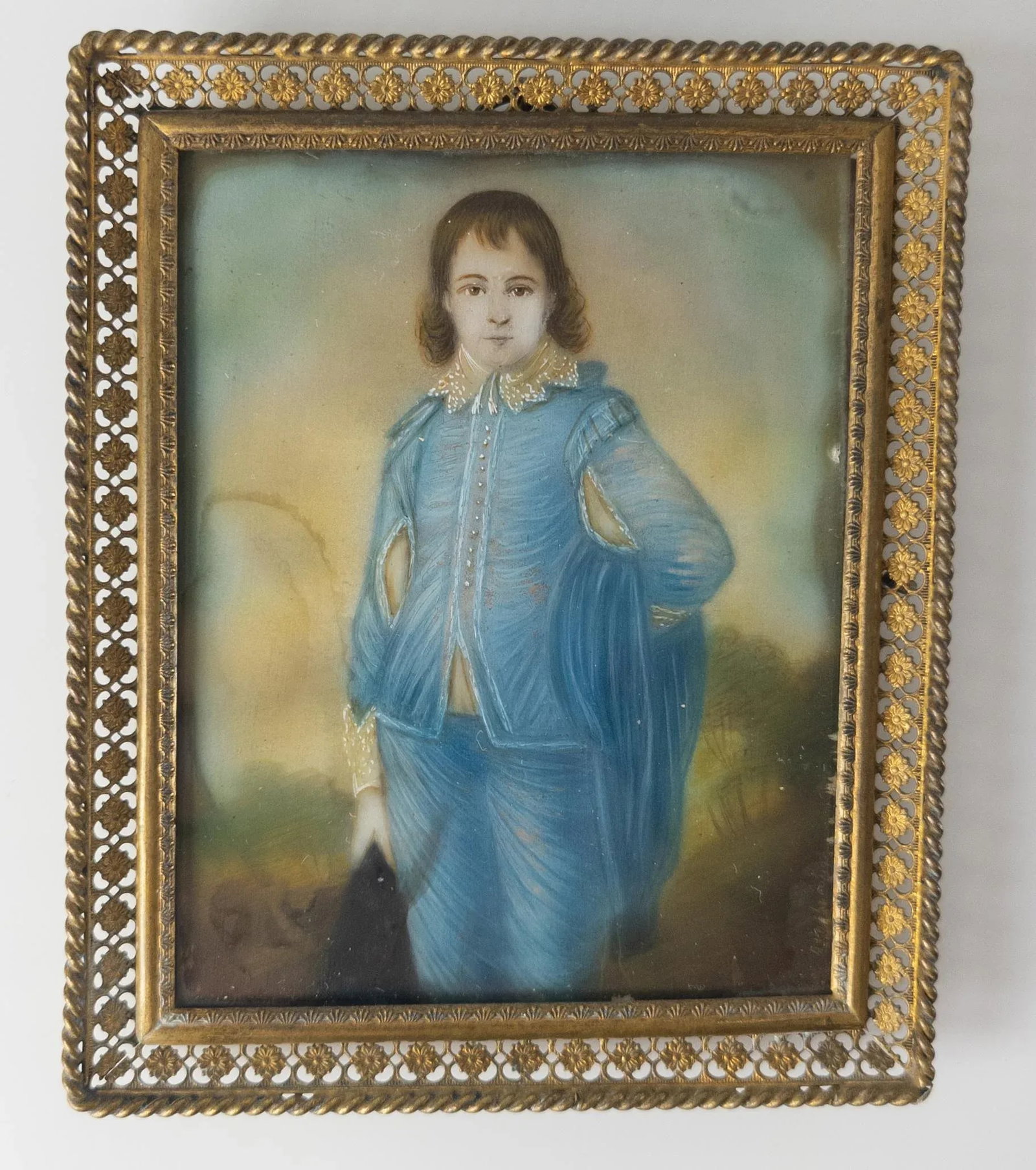 Miniature Watercolor Portrait "Blue Boy" After Thomas Gainsborough - 2