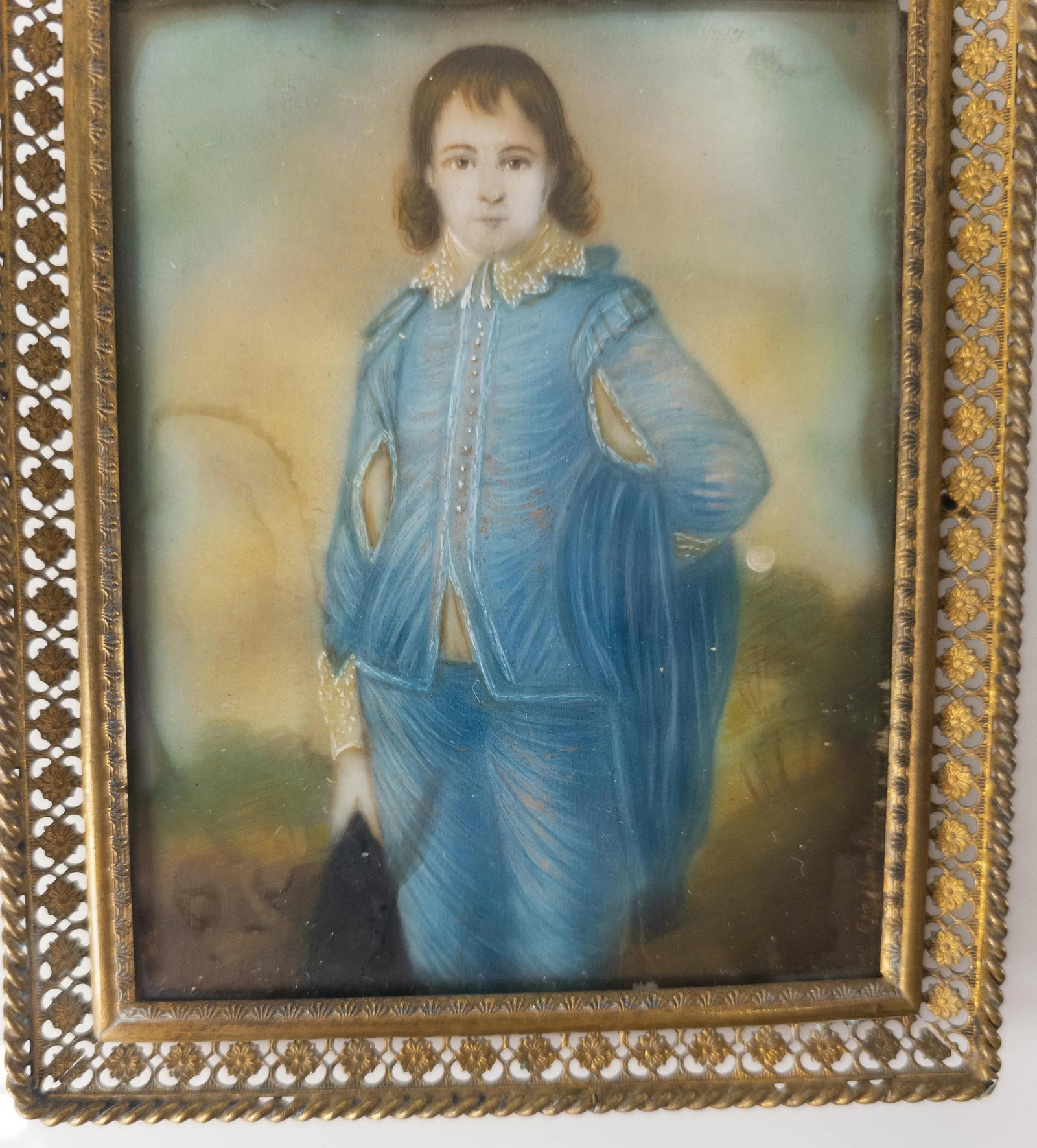 Miniature Watercolor Portrait "Blue Boy" After Thomas Gainsborough - 4